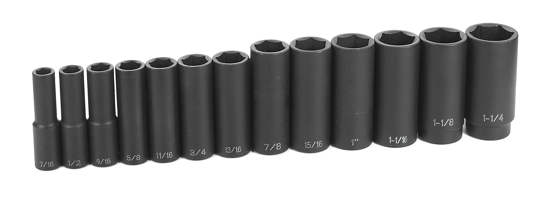 Grey Pneumatic 1312D 1/2'' Drive Deep Length Fractional Set - 13 Piece