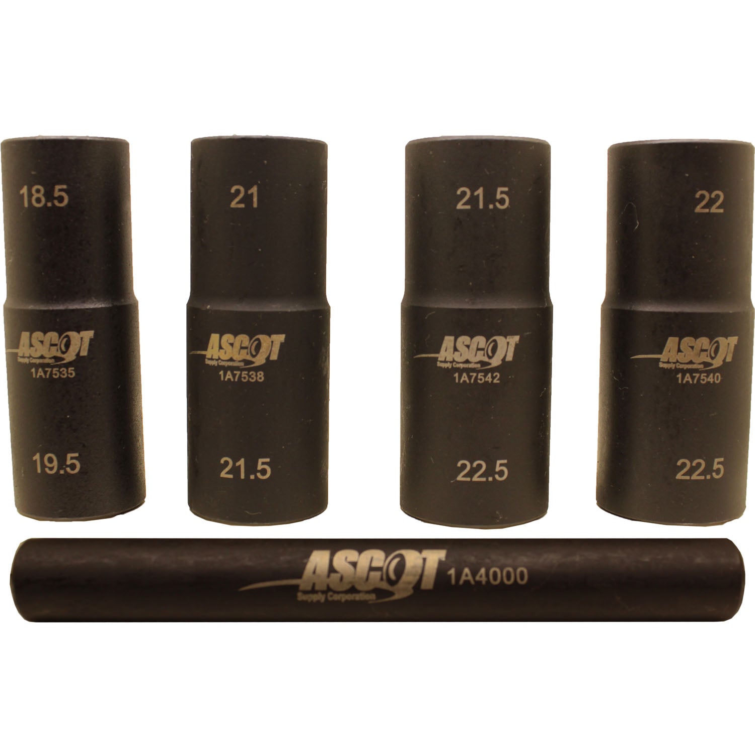 Ascot 167-12051 1/2" DR Flip Socket Set 18.5mm 19.5mm 21mm 21.5mm 22mm 22.5mm