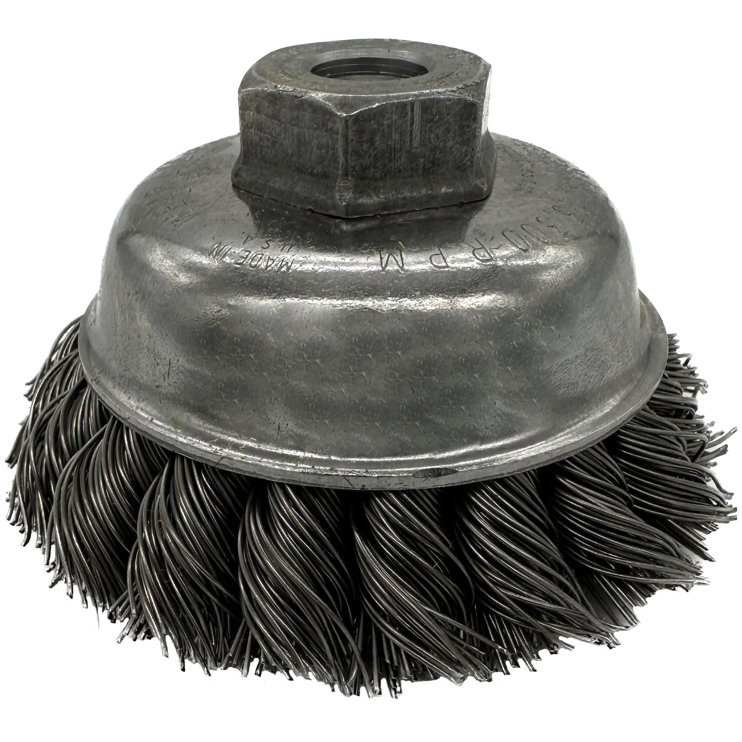 Weiler 13153 3-1/2" Knot Wire Cup Brush .023 Wire 3/8"-24 Arbor Nut