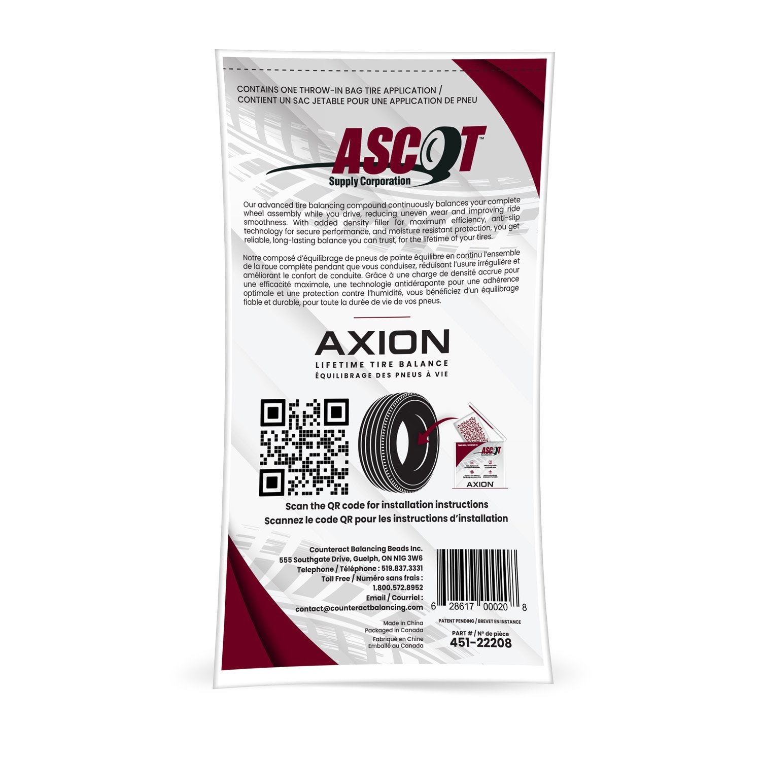 Ascot Axion Tire Balancing Compound - 14oz / 397g (1 Bag)