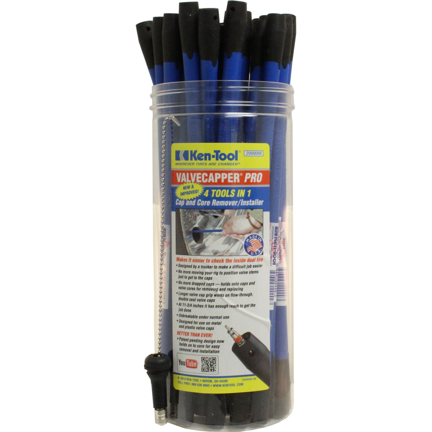 Ken-Tool 29999 11-1/2" Valve Capper Pro Cap and Core Tool Pack of 25