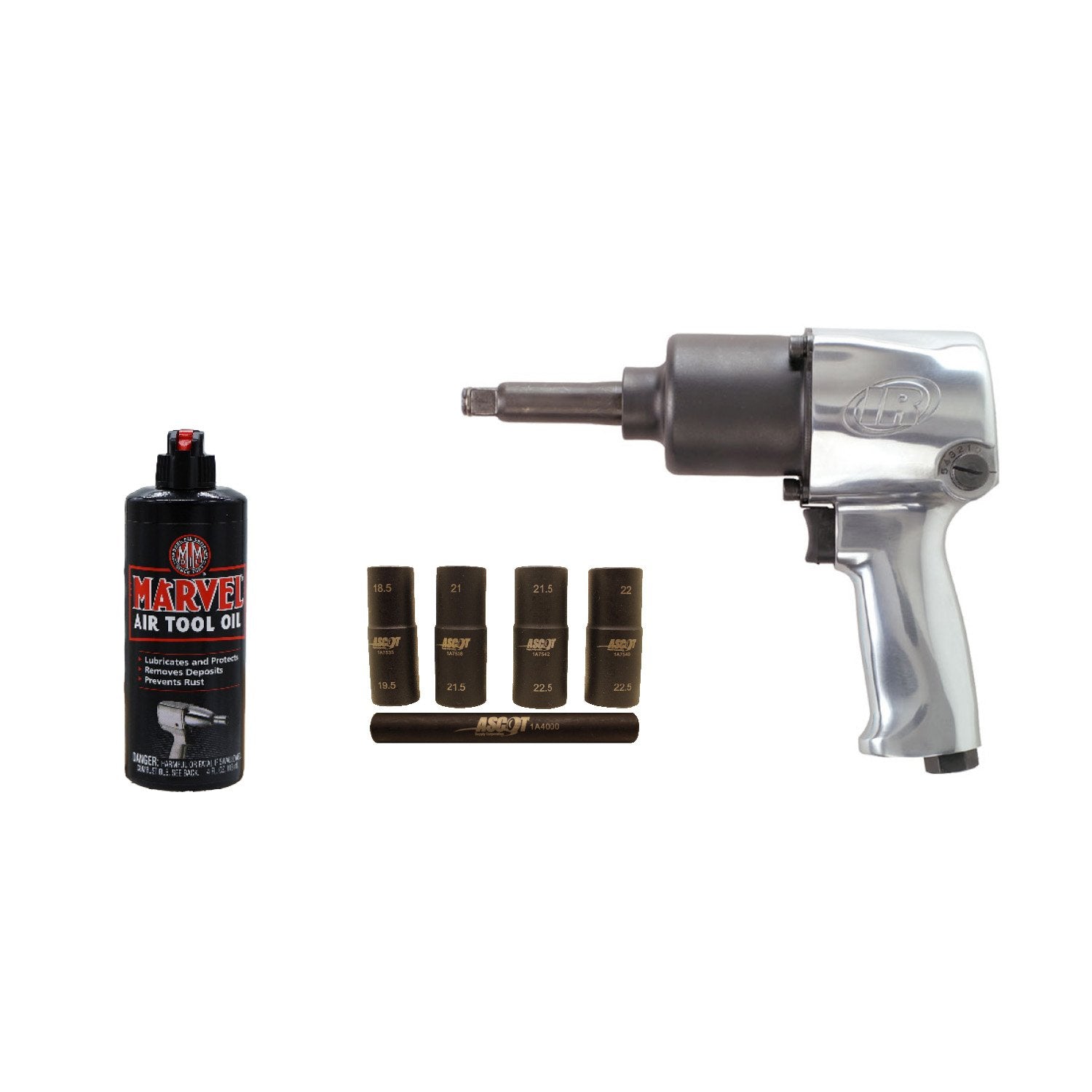 Ingersoll Rand 231HA-2 1/2" Drive Air Impact Wrench with 2" Anvil and 5-piece Flip Socket Set