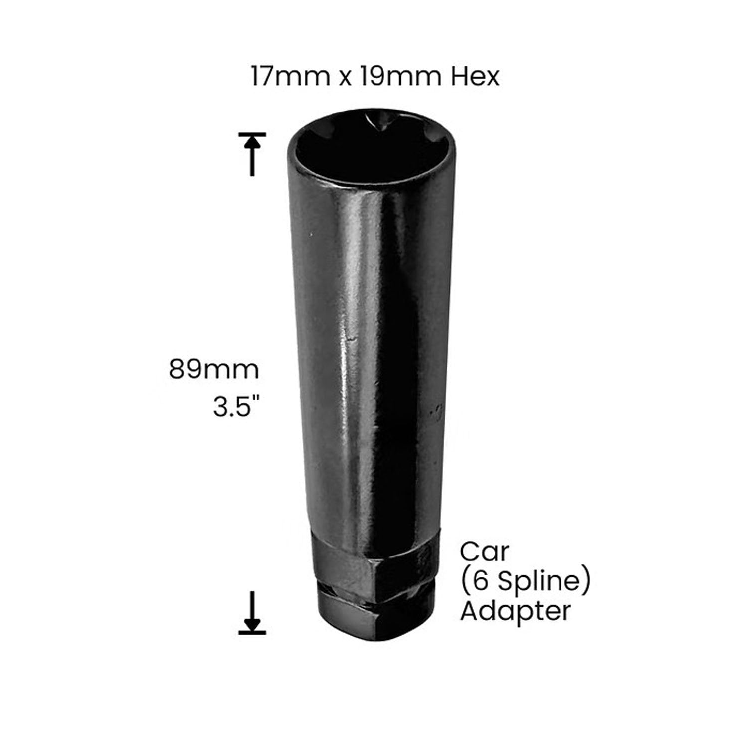 Premium Service 6-Spline Key for Wheel Lug Nuts - 3/4" and 13/16" Drive - Black