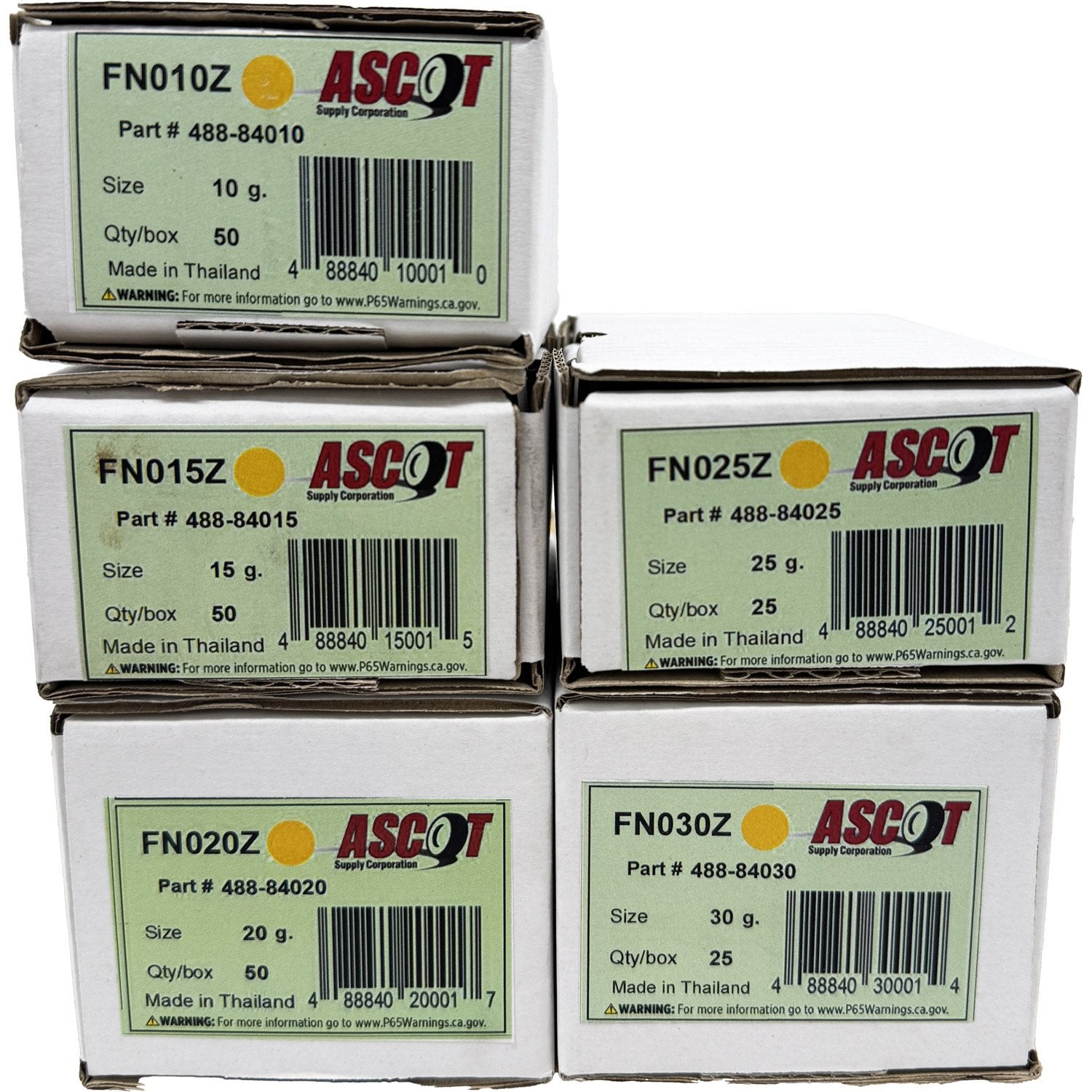 Ascot FN Style Coated Zinc Clip-On Wheel Weight Bundle 10gm-30gm (5 Items)