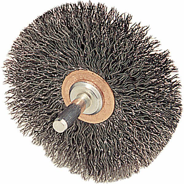 Weiler 17618 3" x 1/2" Conflex Wire Brush .014 Stainless Wire 1/4" Stem