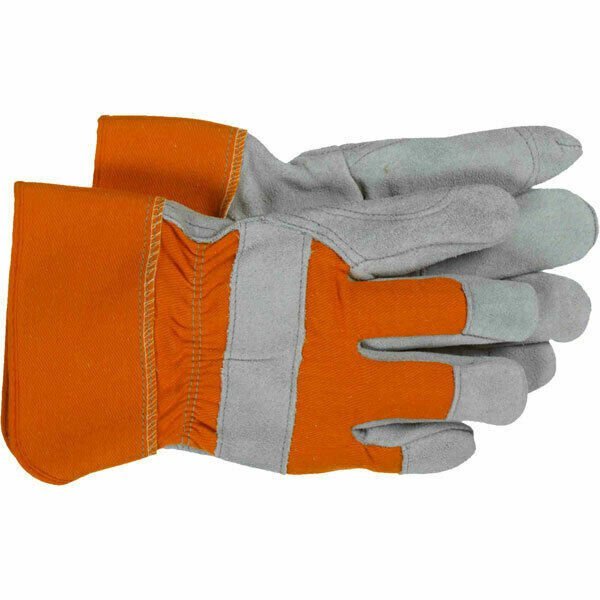 Boss 1JL2395 Leather Palm Work Gloves Large - Orange/Grey (1 Pair)