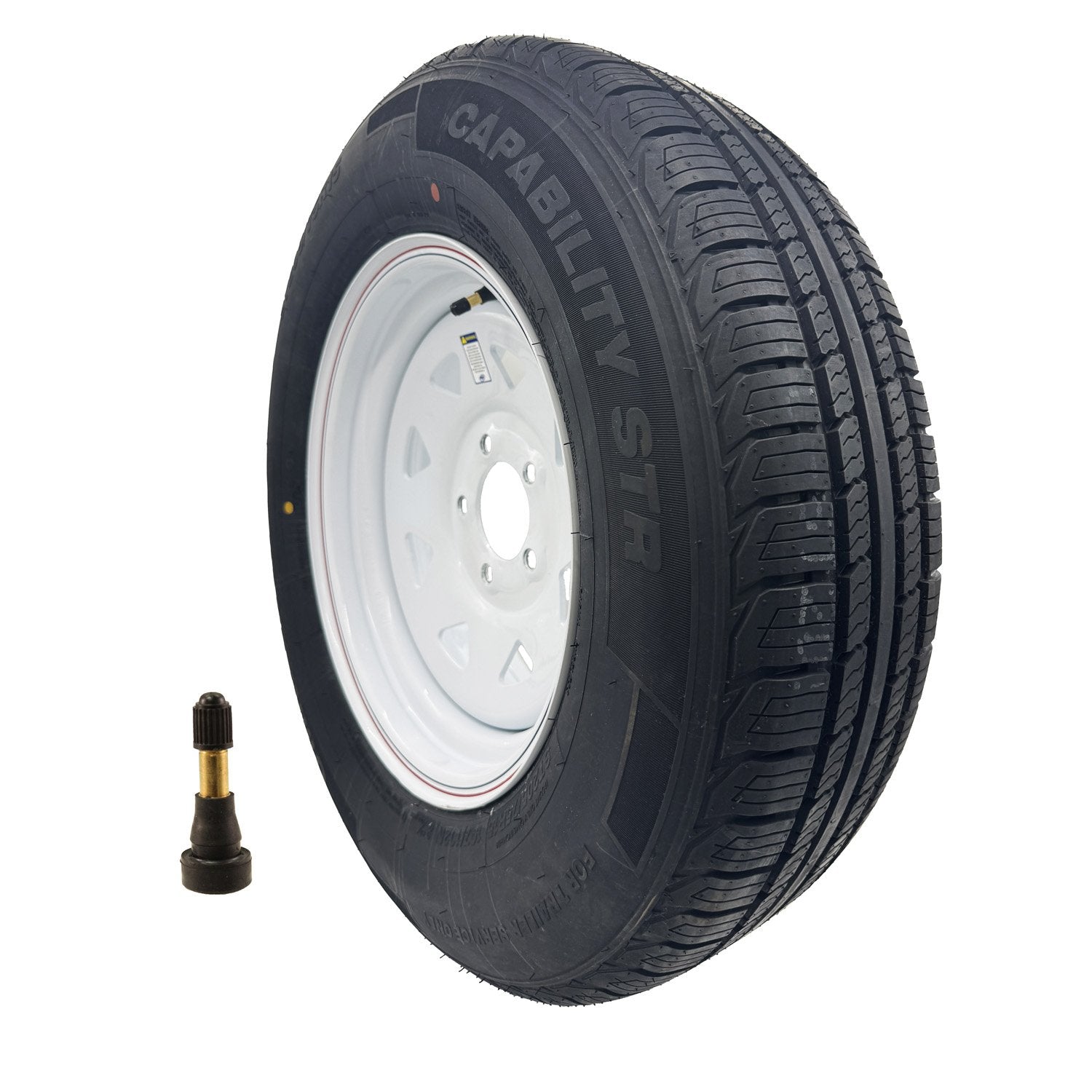 Omni Trail Capability STR 205/75R15 LRD 8 Ply Trailer Tire on a 5 on 4.5 Spoked Wheel