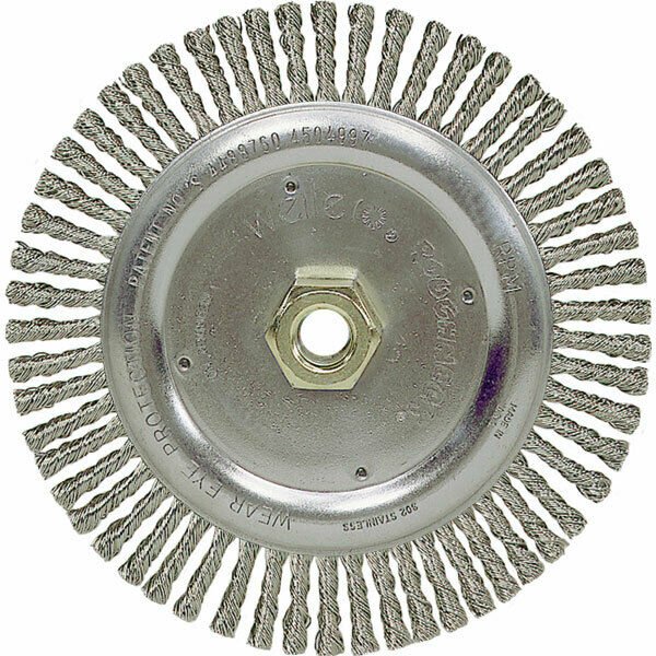 Weiler 08776 6" x 1/2" Bead Twist Wire Wheel 5/8"-11 Arbor Nut for Rim King