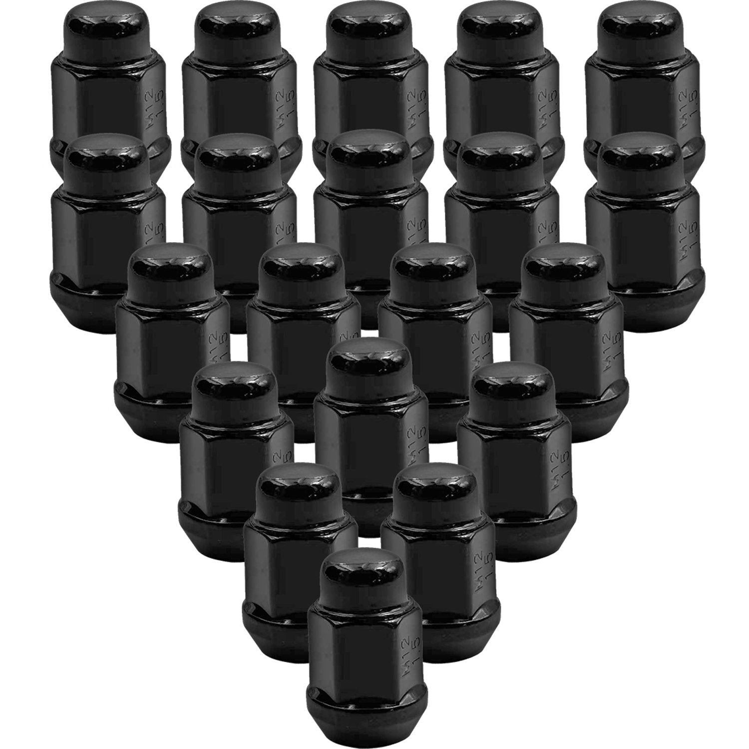 Premium Service M12x1.50 Bulge Acorn 2pc Wheel Lug Nut 3/4" Hex - Black Pack of 20