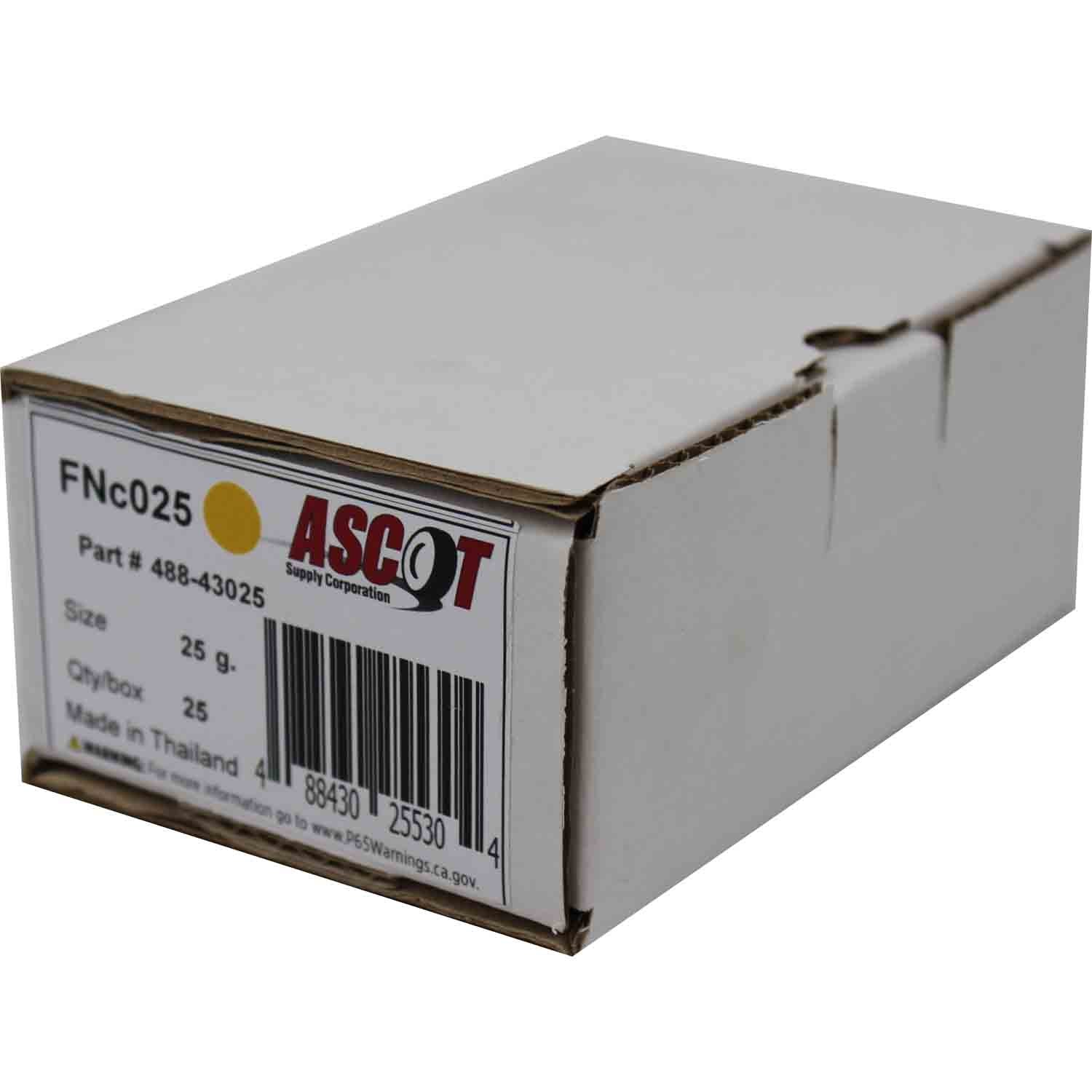 Ascot FN Style Coated Lead Clip-On Wheel Weight 25gm (.875oz) - Box of 25