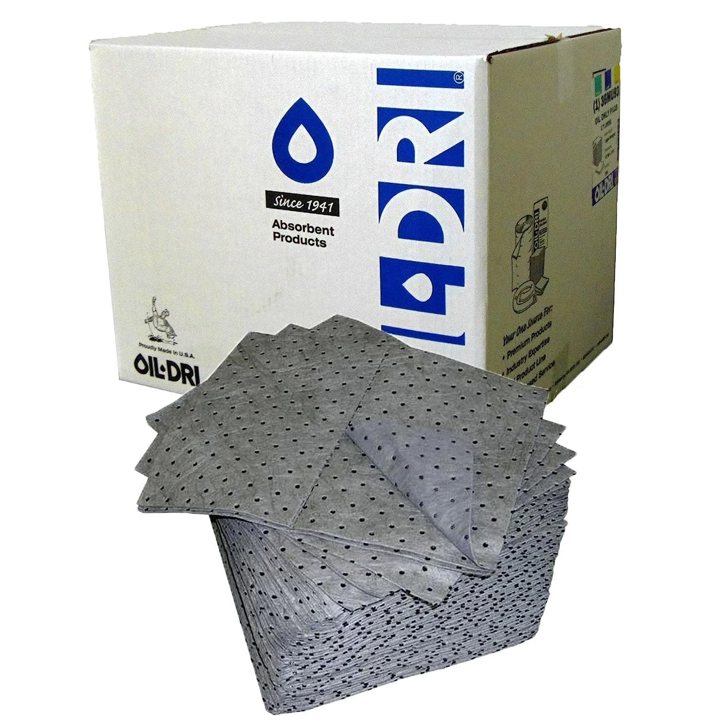 Oil Dri 15" x 19" Medium Duty Universal Perforated Absorbent Pads - Box of 100