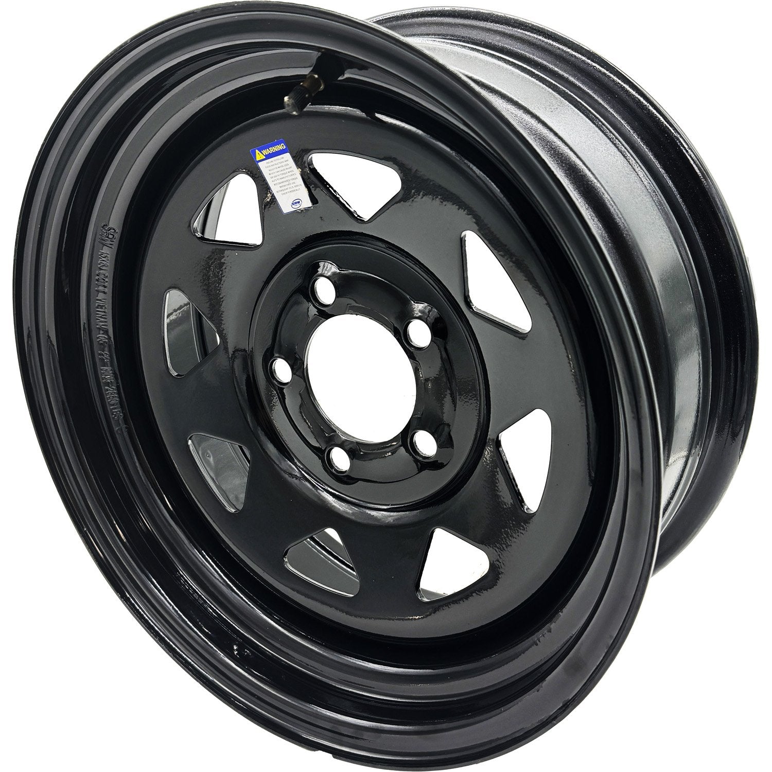 Premium Service 15x6 5 on 4.5 Spoked Steel Trailer Wheel - Black
