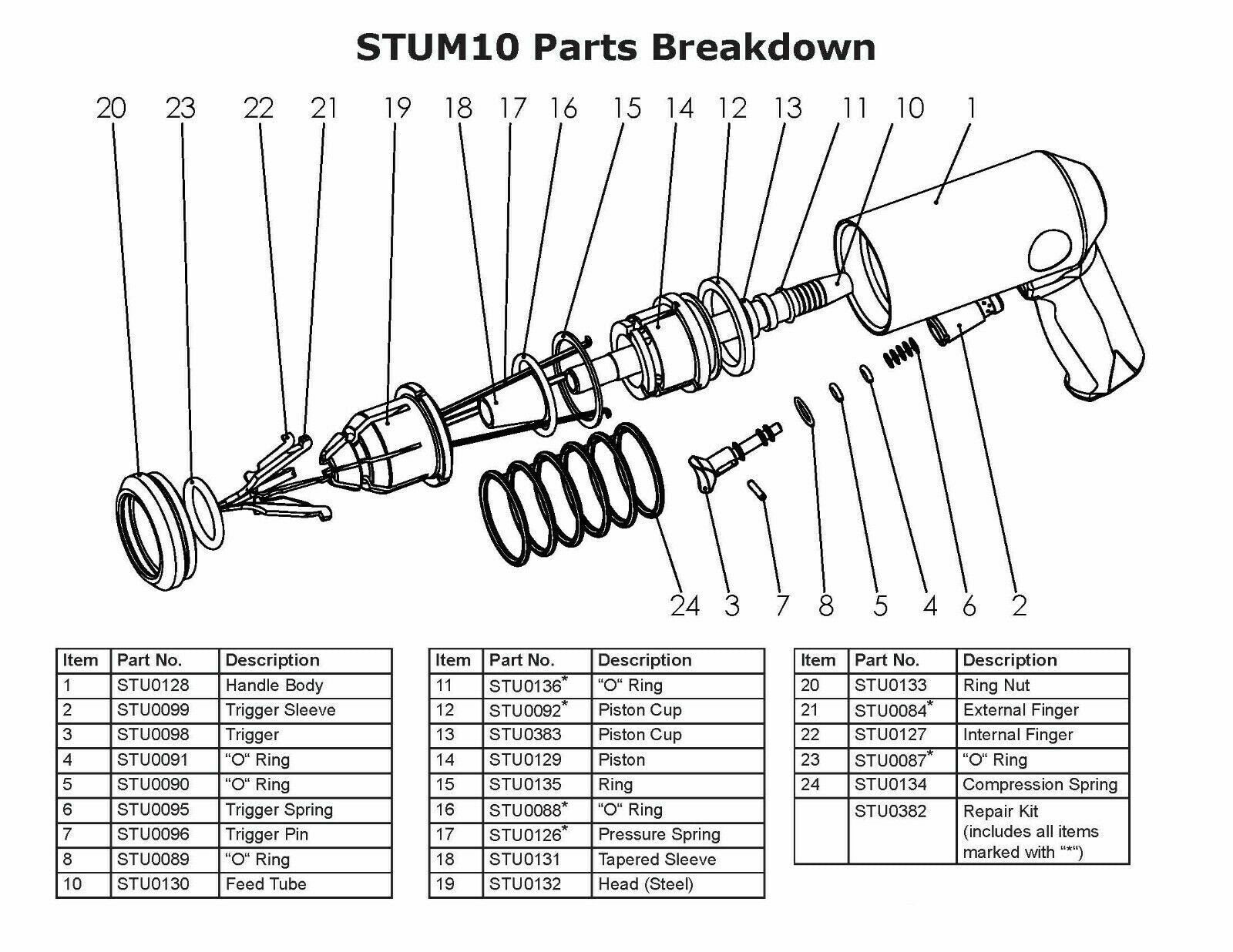 #10 Tire Stud Gun 0382 Large Repair Kit