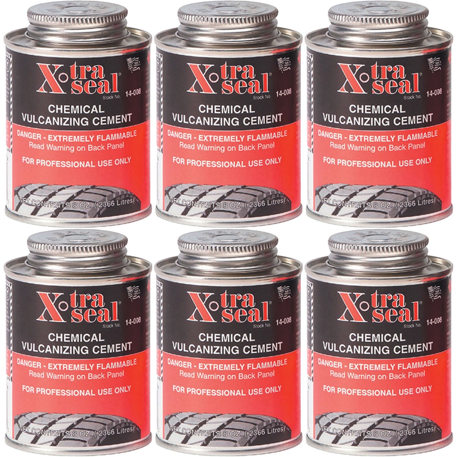 Xtra Seal 14-008 Chemical Vulcanizing Cement 8 oz Cans Pack of 6