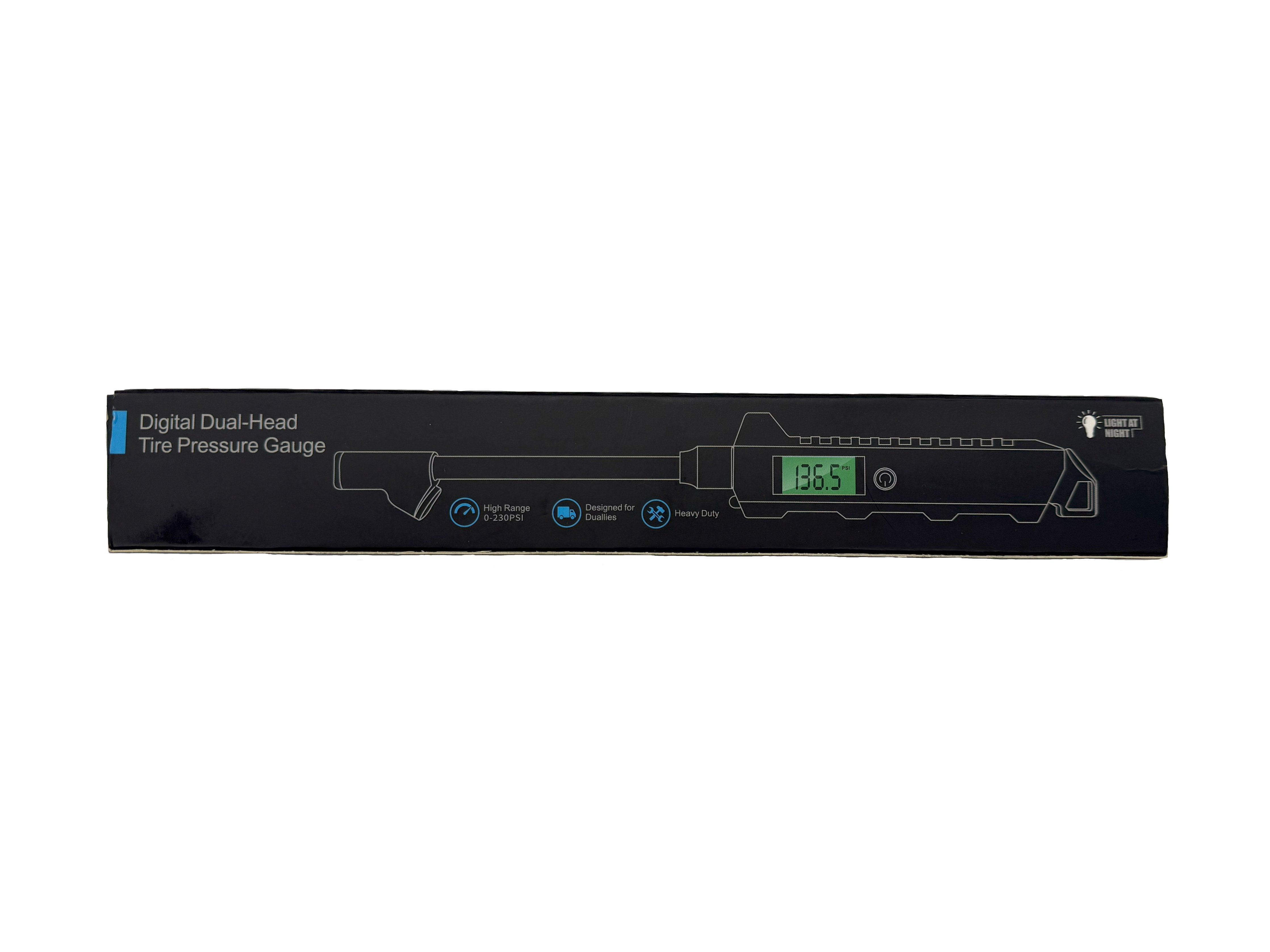 12" Heavy-Duty Digital Dual-Head Tire Pressure Gauge 0-230 PSI