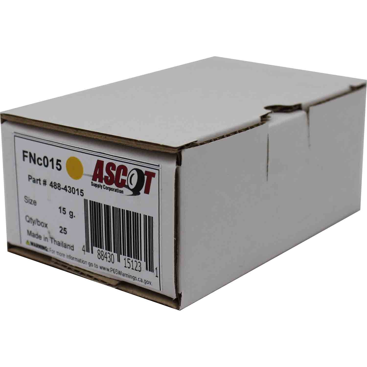 Ascot FN Style Coated Lead Clip-On Wheel Weight 15gm (.50oz) - Box of 25