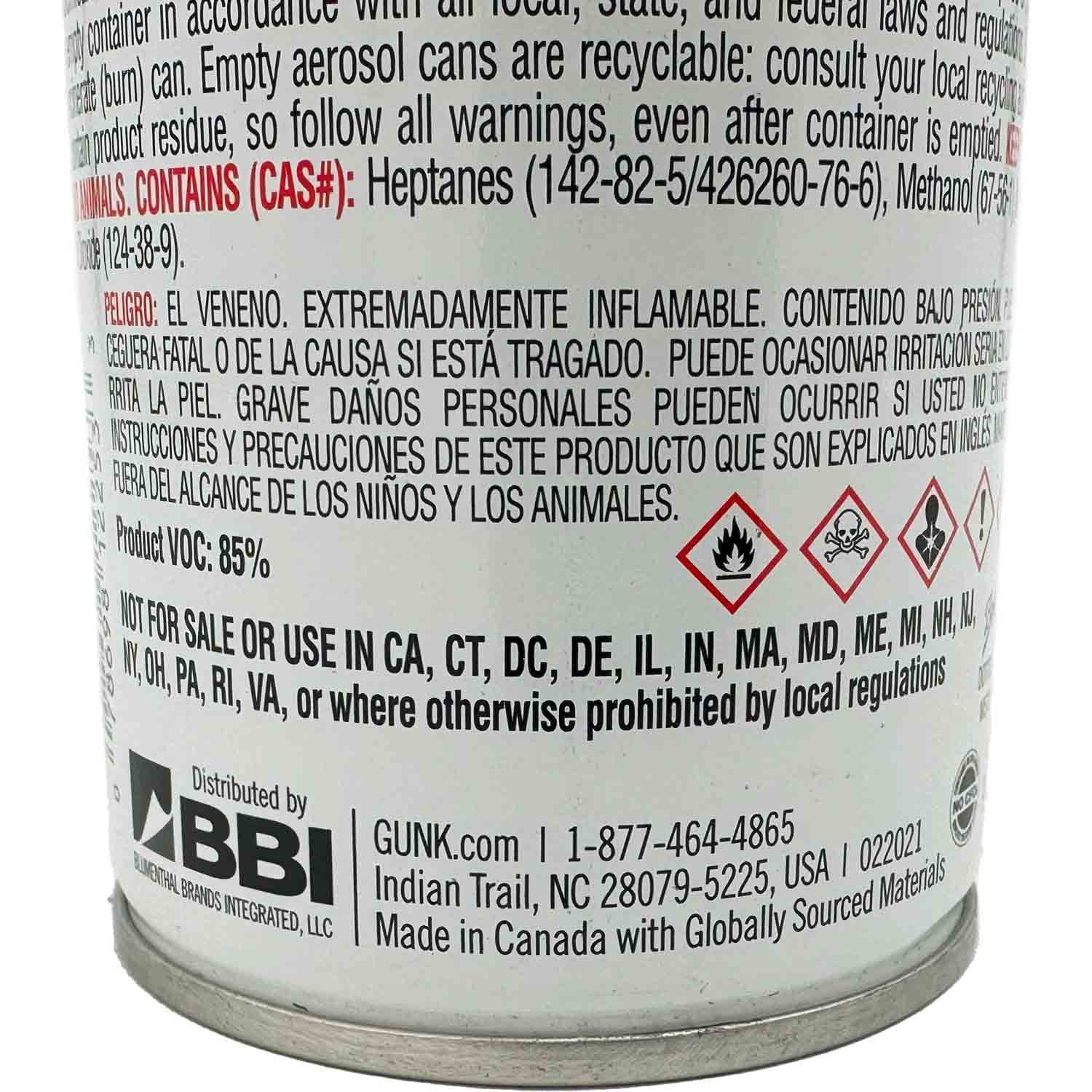 Gunk M705 Non-Chlorinated Brake Parts Cleaner - 14oz Pack of 12