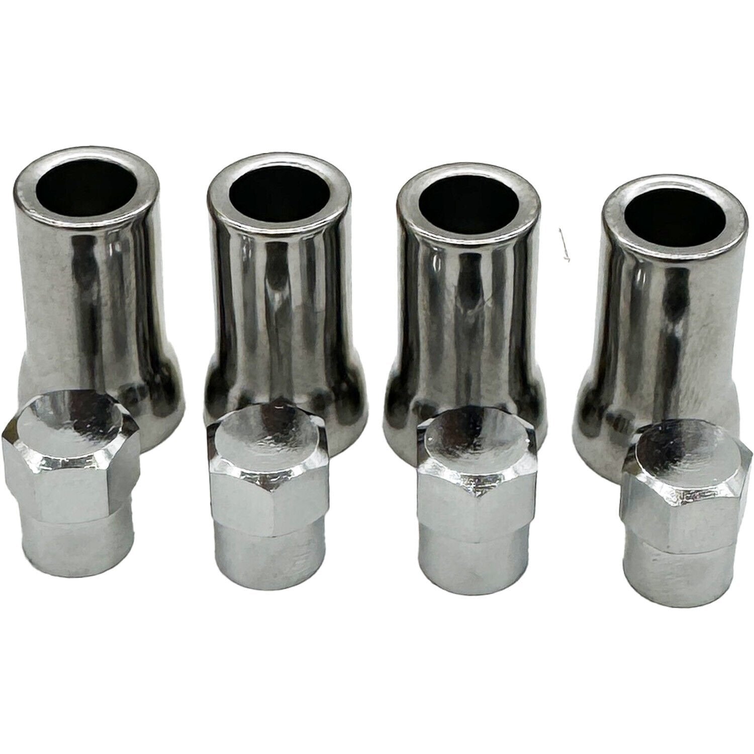 Dill 950-SC-4 Quality TPMS Tire Valve Stem Chrome Sleeve and Cap 4 Pack