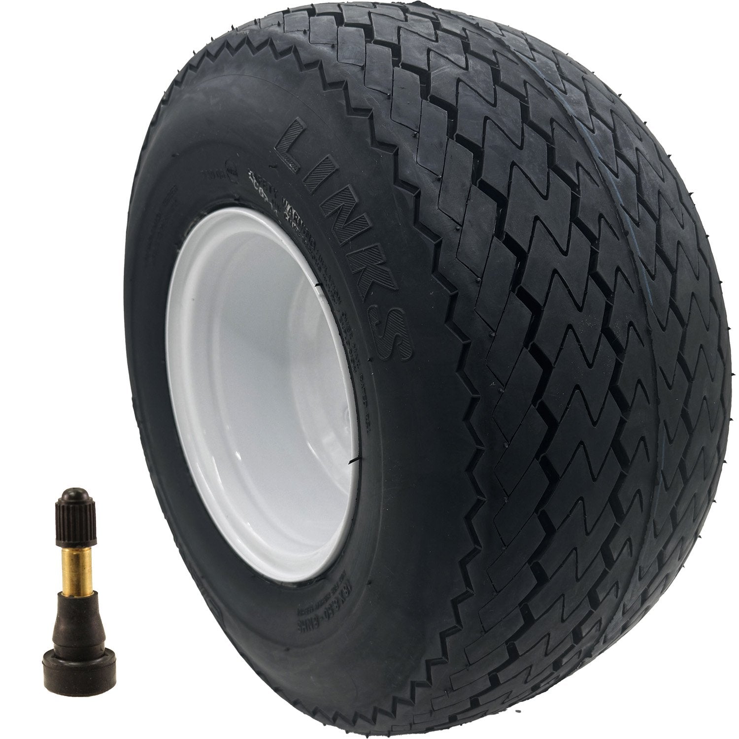 Golf Cart Tire & Wheel Assembly 18x8.50-8 4 Ply Carlstar Links on 4 on 4 White Wheel