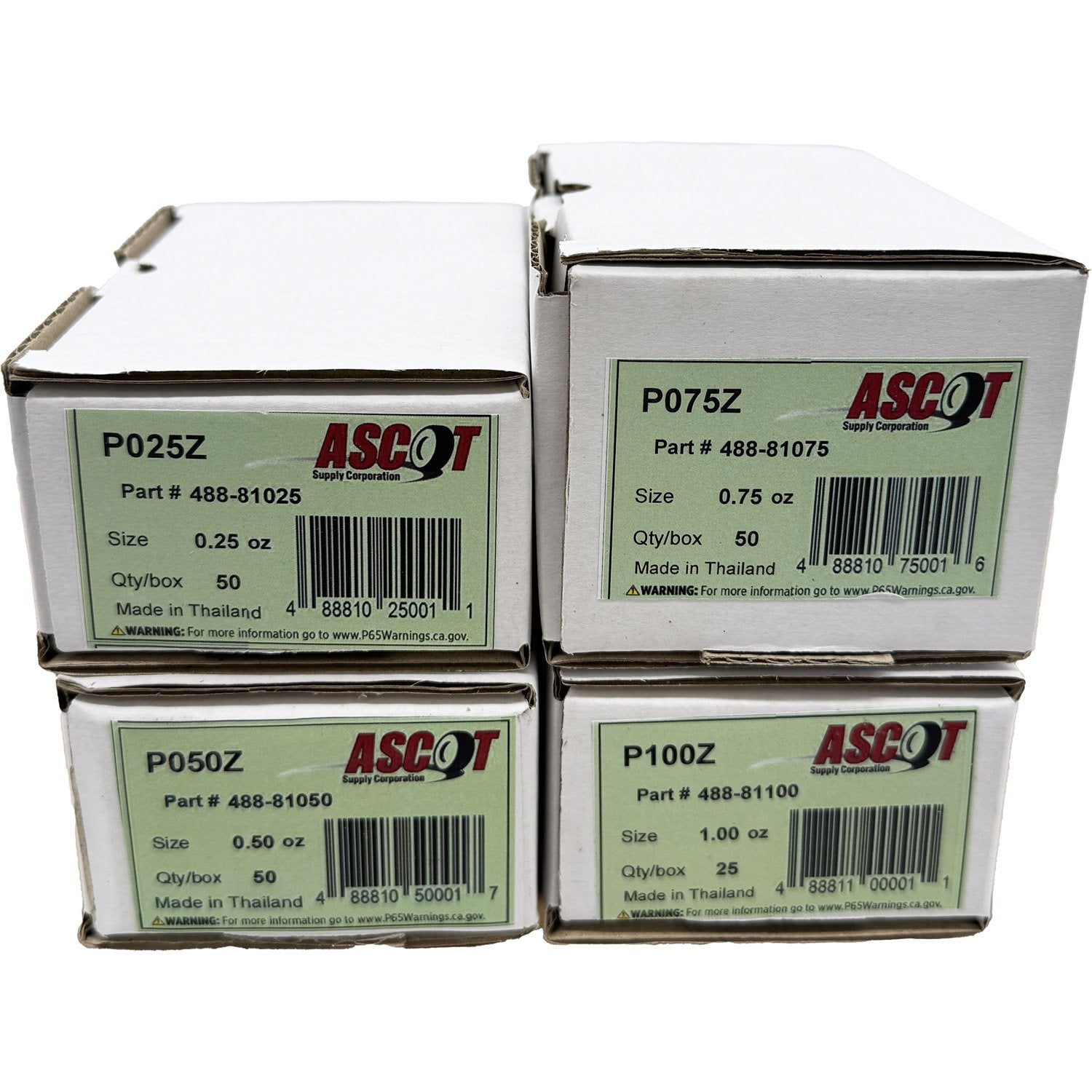 Ascot P Style Coated Zinc Clip-On Wheel Weight Bundle .25oz-1.00oz (4 Items)