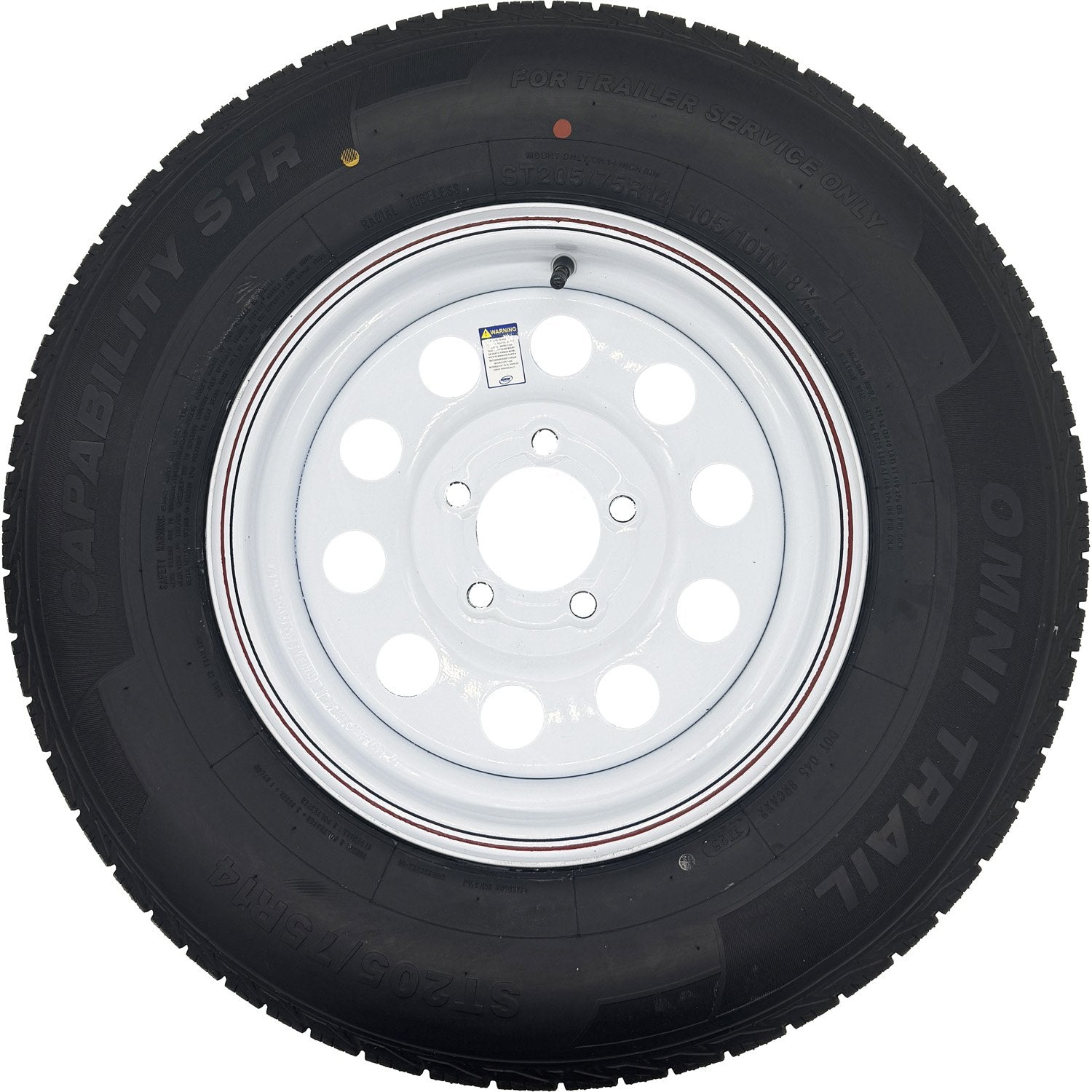 Omni Trail Capability STR 205/75R14 LRD 8 Ply Trailer Tire on a 5 on 4.5 Modular Wheel