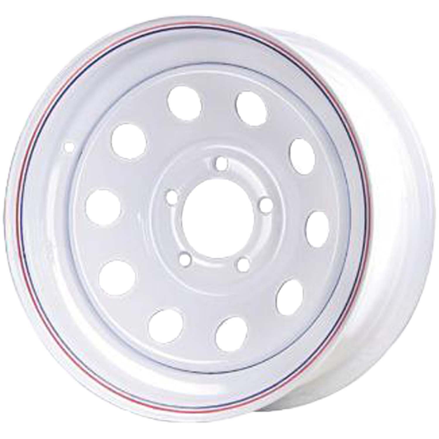 Premium Service 14x5.5 5 on 4.5 Modular Steel Trailer Wheel - White with Pinstripes