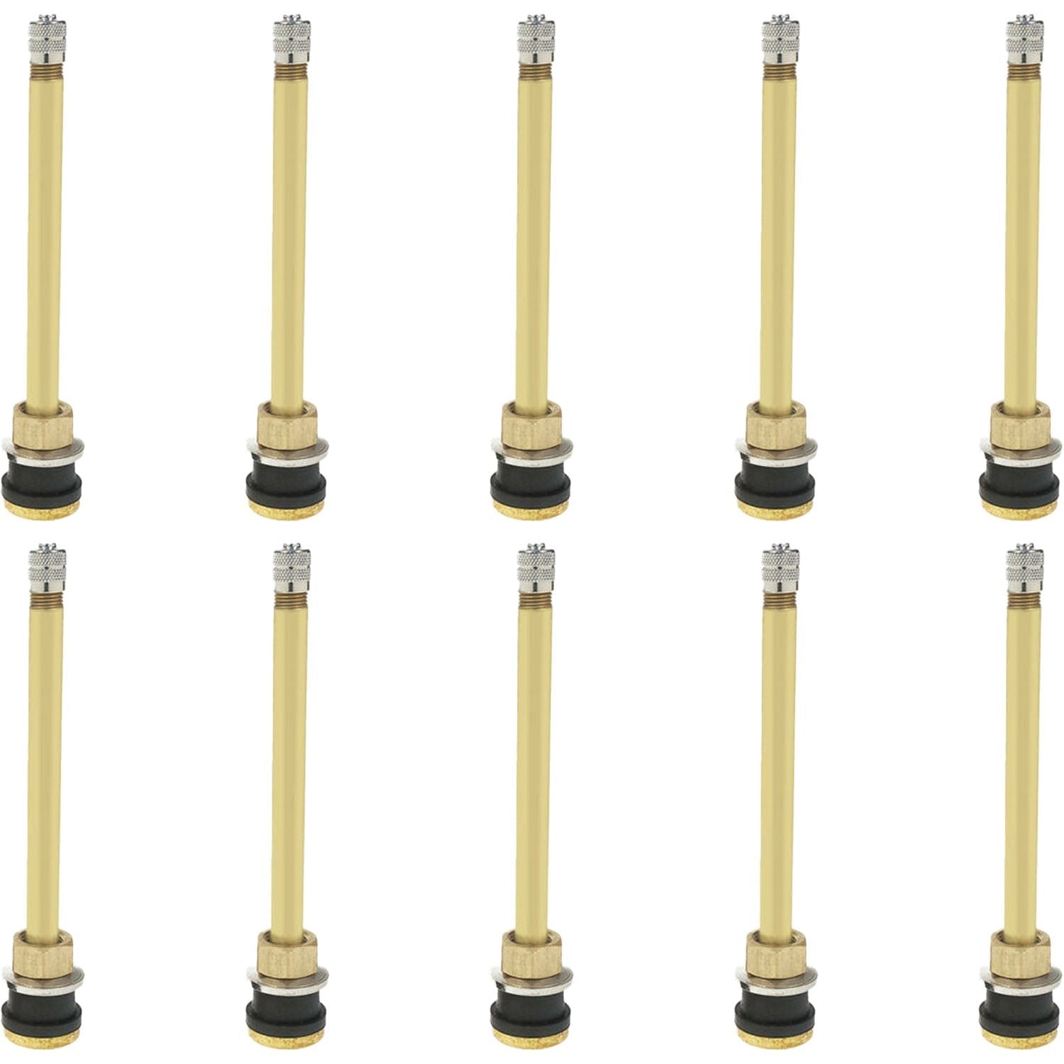 TR573 Vástago de válvula de neumático sin cámara de latón con abrazadera de 4-3/8" para camión - Paquete de 10