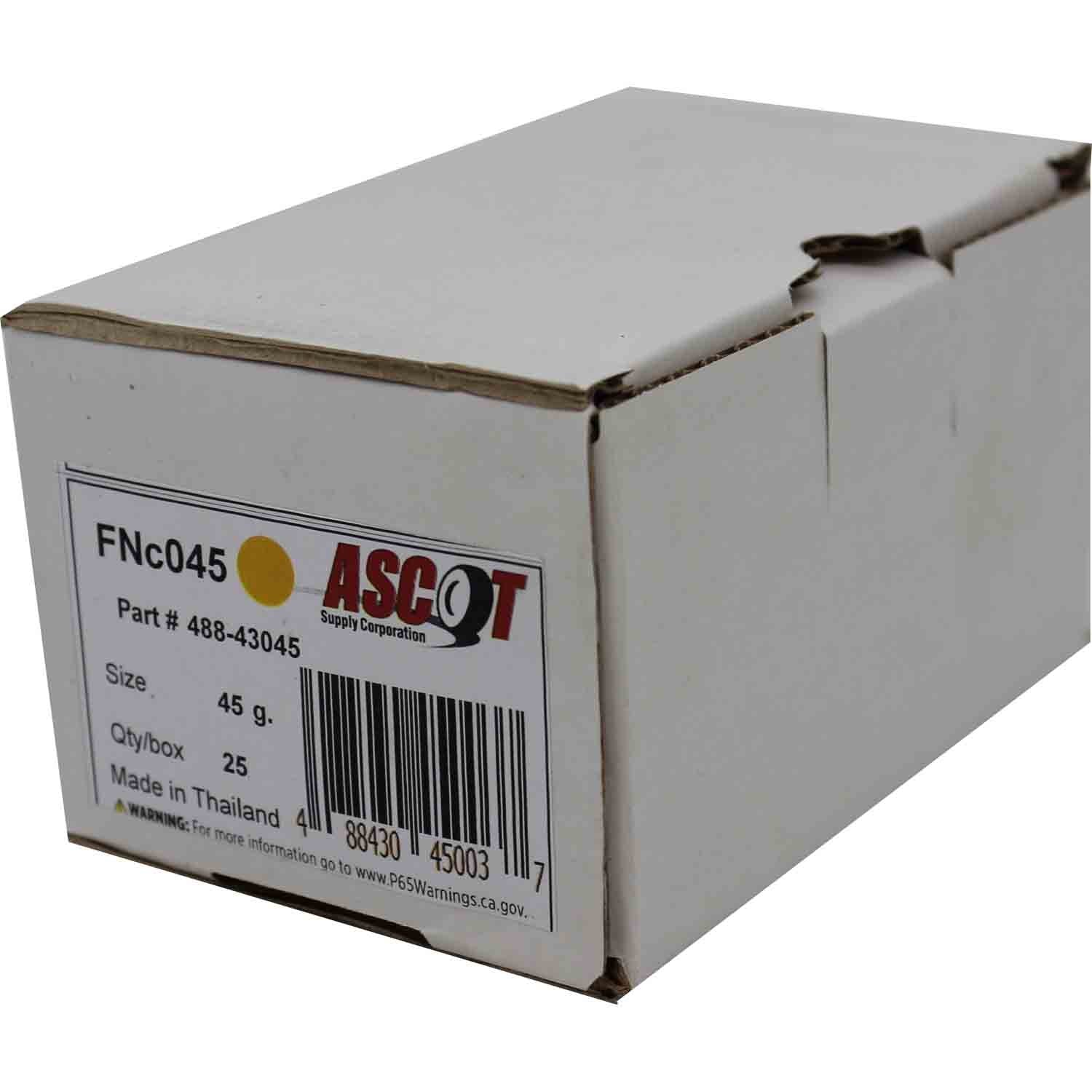 Ascot FN Style Coated Lead Clip-On Wheel Weight 45gm (1.50oz) - Box of 25