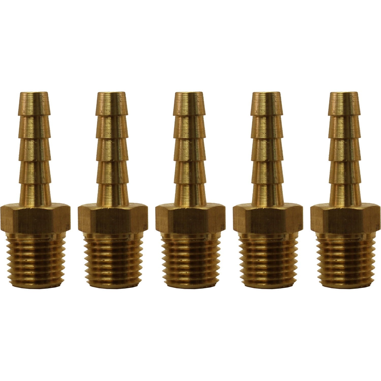 1/4" Hose Barb x 1/4" MPT Brass Hose Fitting Pack of 5