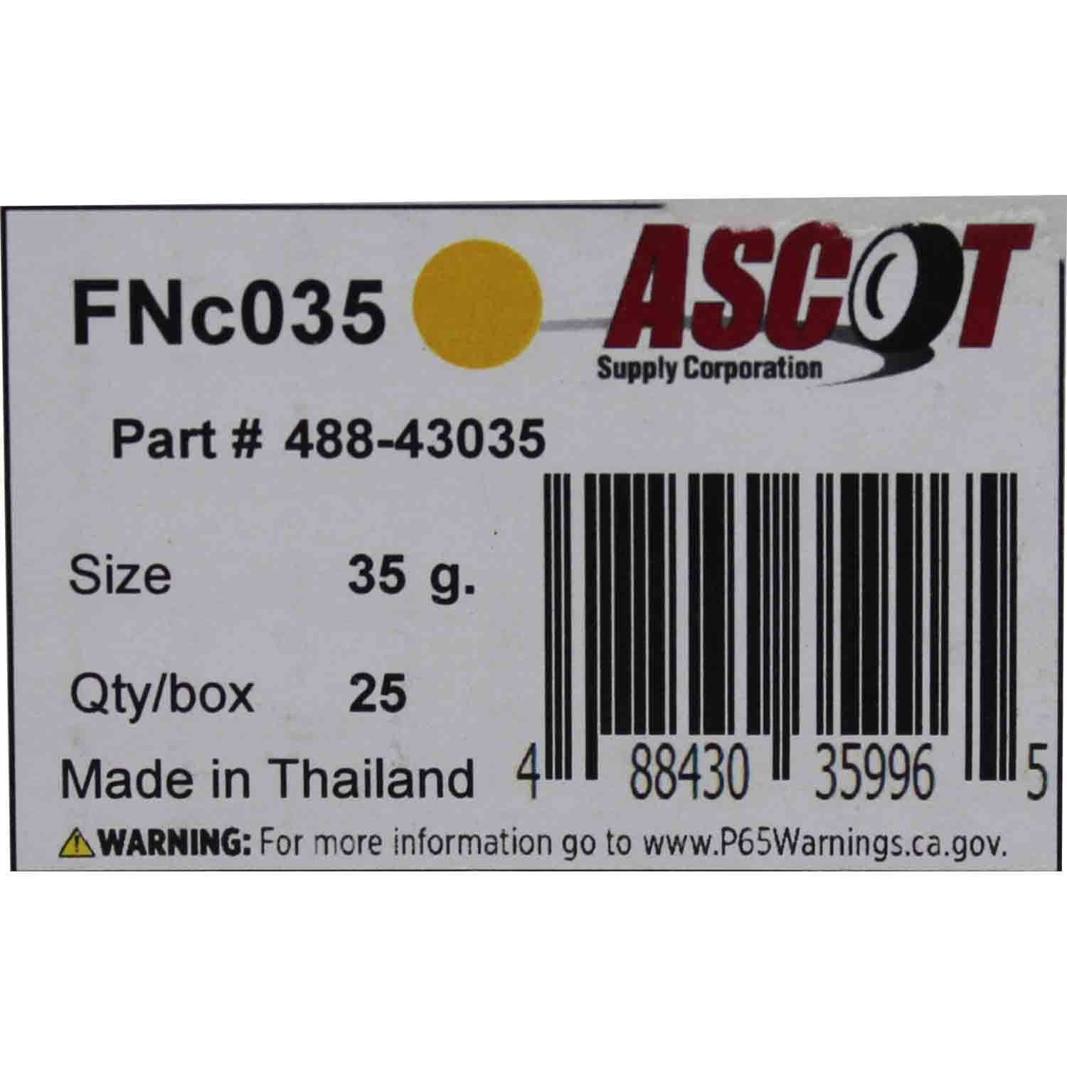 Ascot FN Style Coated Lead Clip-On Wheel Weight 35gm (1.25oz) - Box of 25