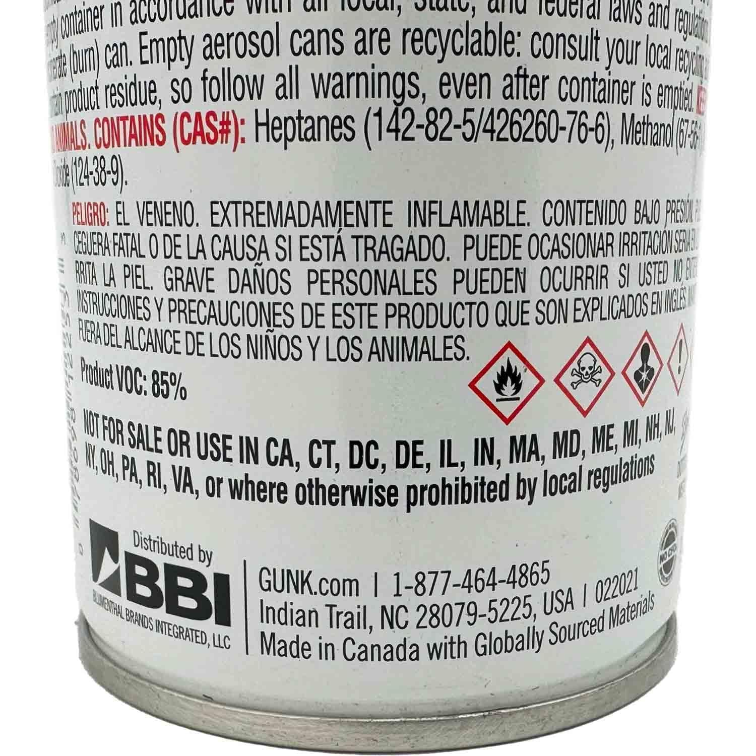Gunk M705 Non-Chlorinated Brake Parts Cleaner - 14oz Pack of 12