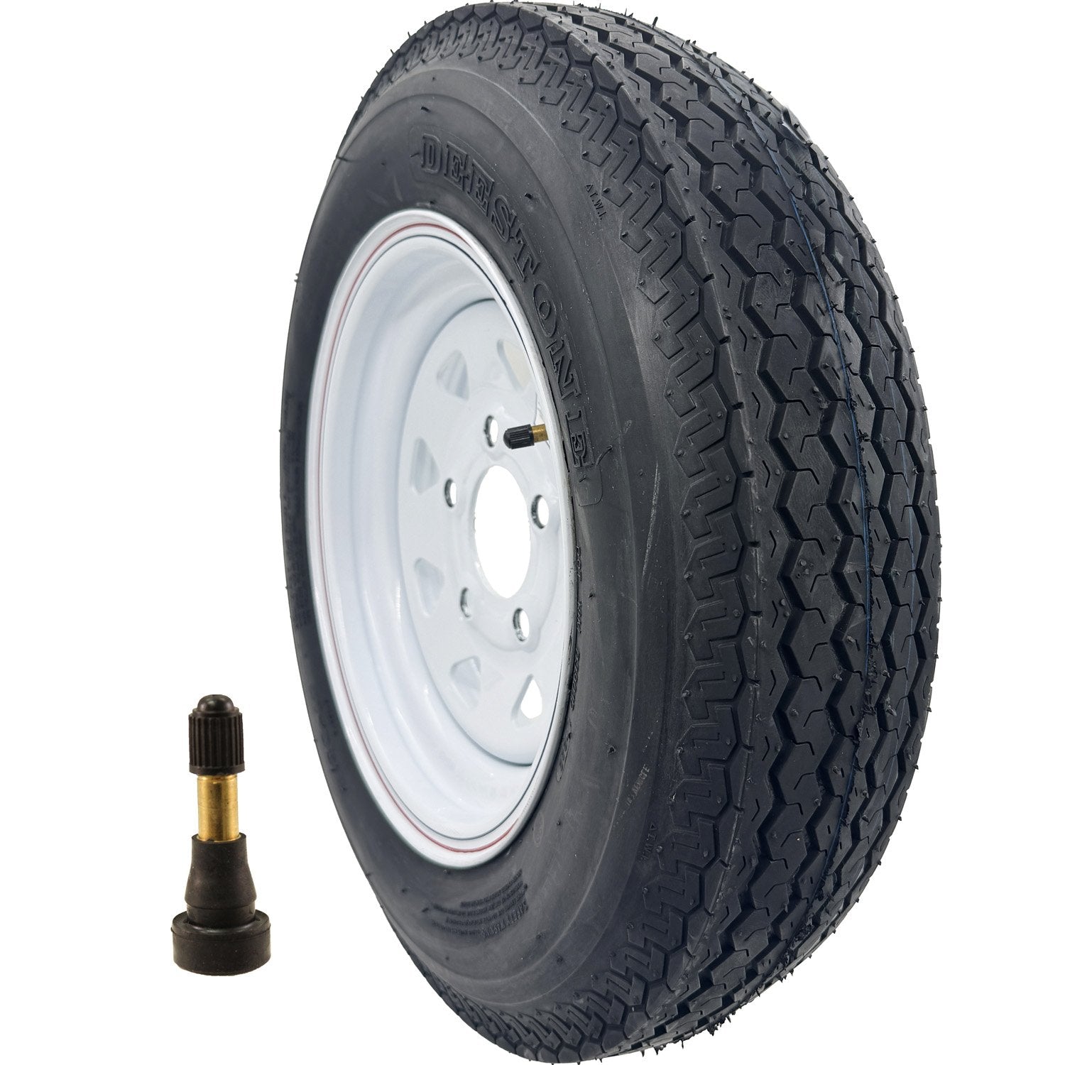 Deestone D901 5.30-12 LRC 6 Ply Trailer Tire on a 5 on 4.5 Spoked Wheel