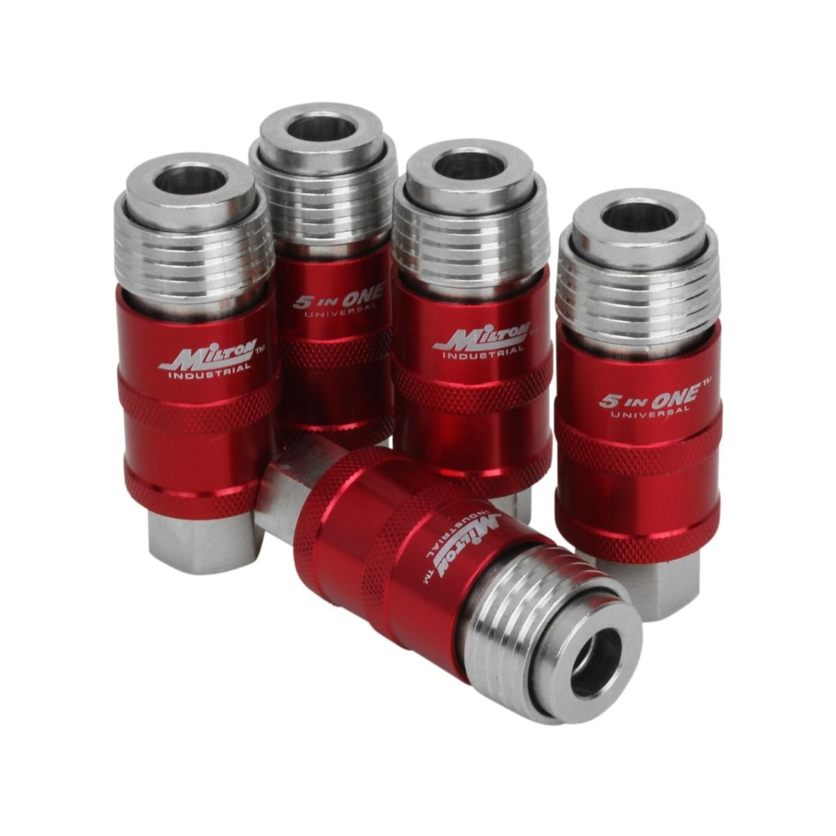 Milton 1750 5 Acoplador de conexión rápida de escape de seguridad universal UNO NPT hembra de 1/4" Paquete de 5