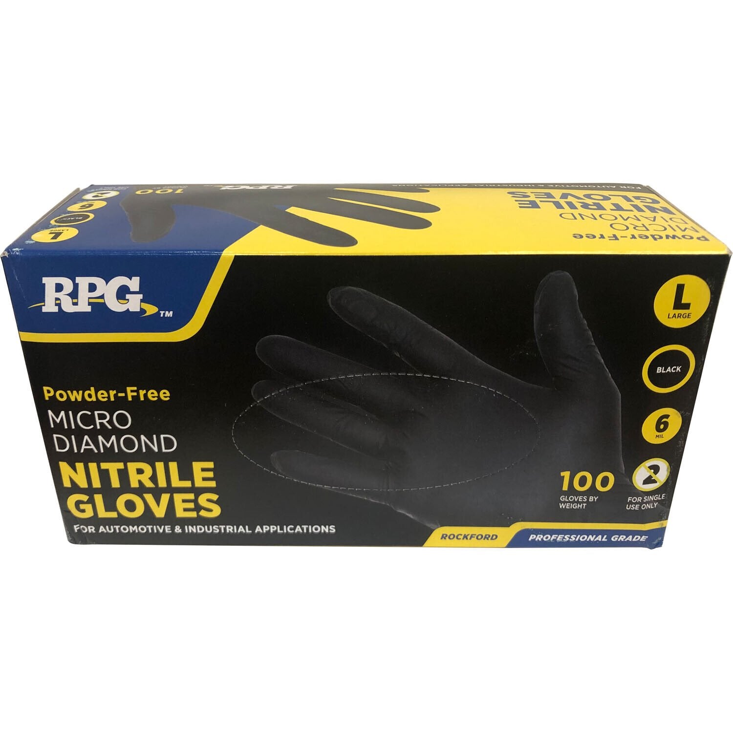 RPG Micro Diamond Powder Free 6 Mil Nitrile Gloves Large Box of 100