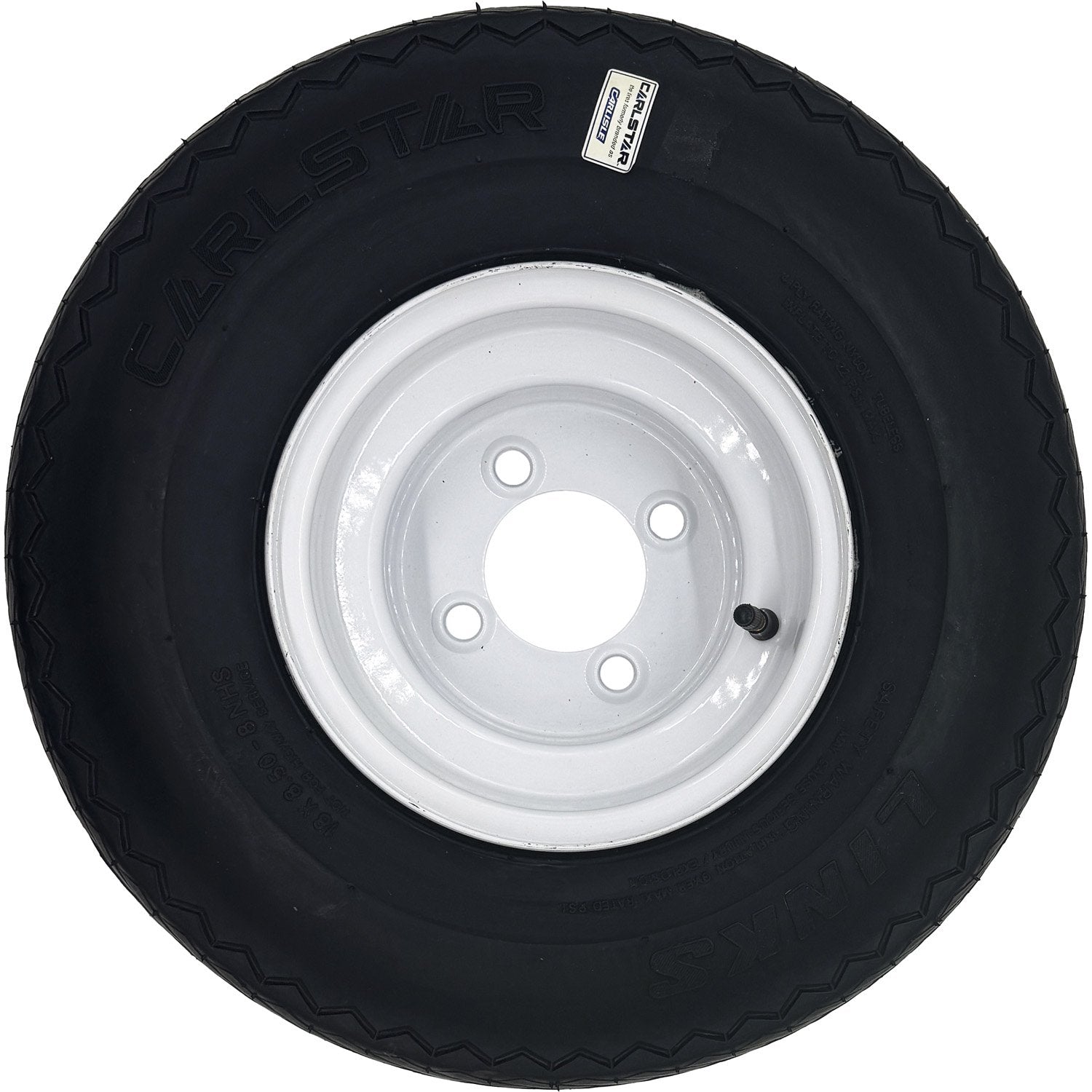 Golf Cart Tire & Wheel Assembly 18x8.50-8 4 Ply Carlstar Links on 4 on 4 White Wheel