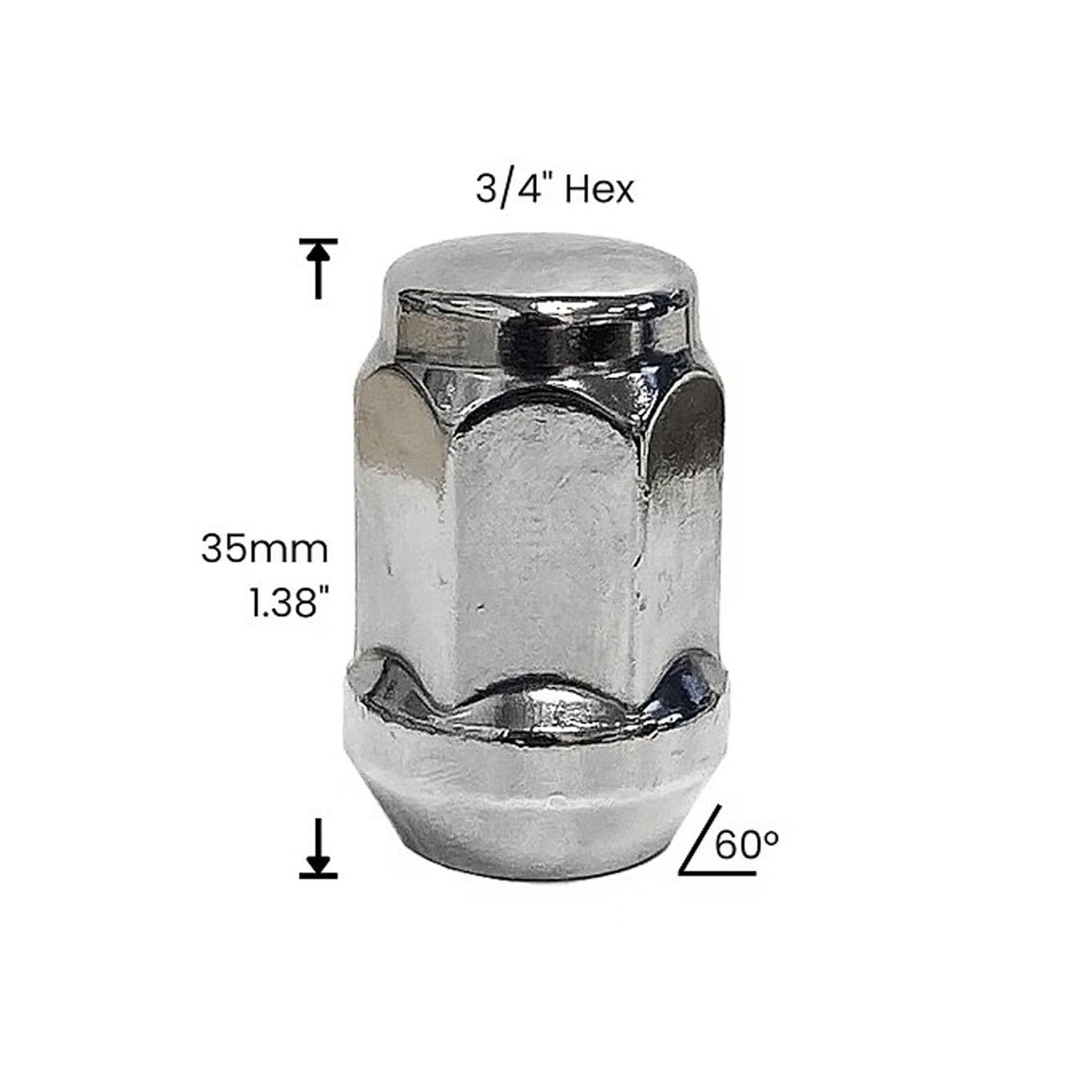 Premium Service M12x1.25 Bulge Acorn 3/4" Hex Wheel Lug Nut Pack of 20