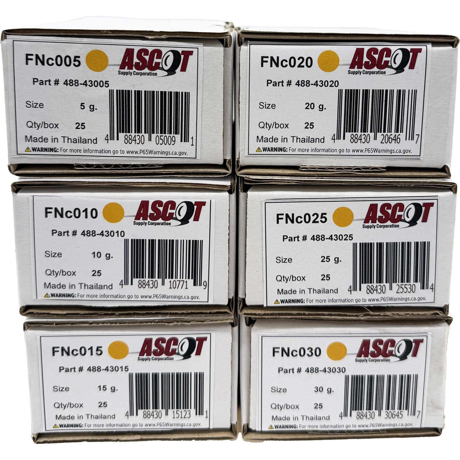 Ascot FN Style Coated Lead Clip-On Wheel Weight Bundle 5gm-30gm (6 Items)