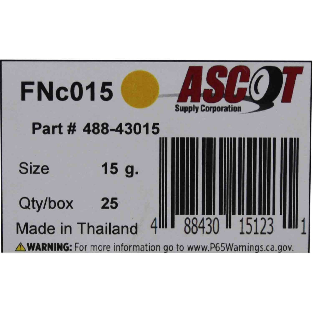 Ascot FN Style Coated Lead Clip-On Wheel Weight 15gm (.50oz) - Box of 25