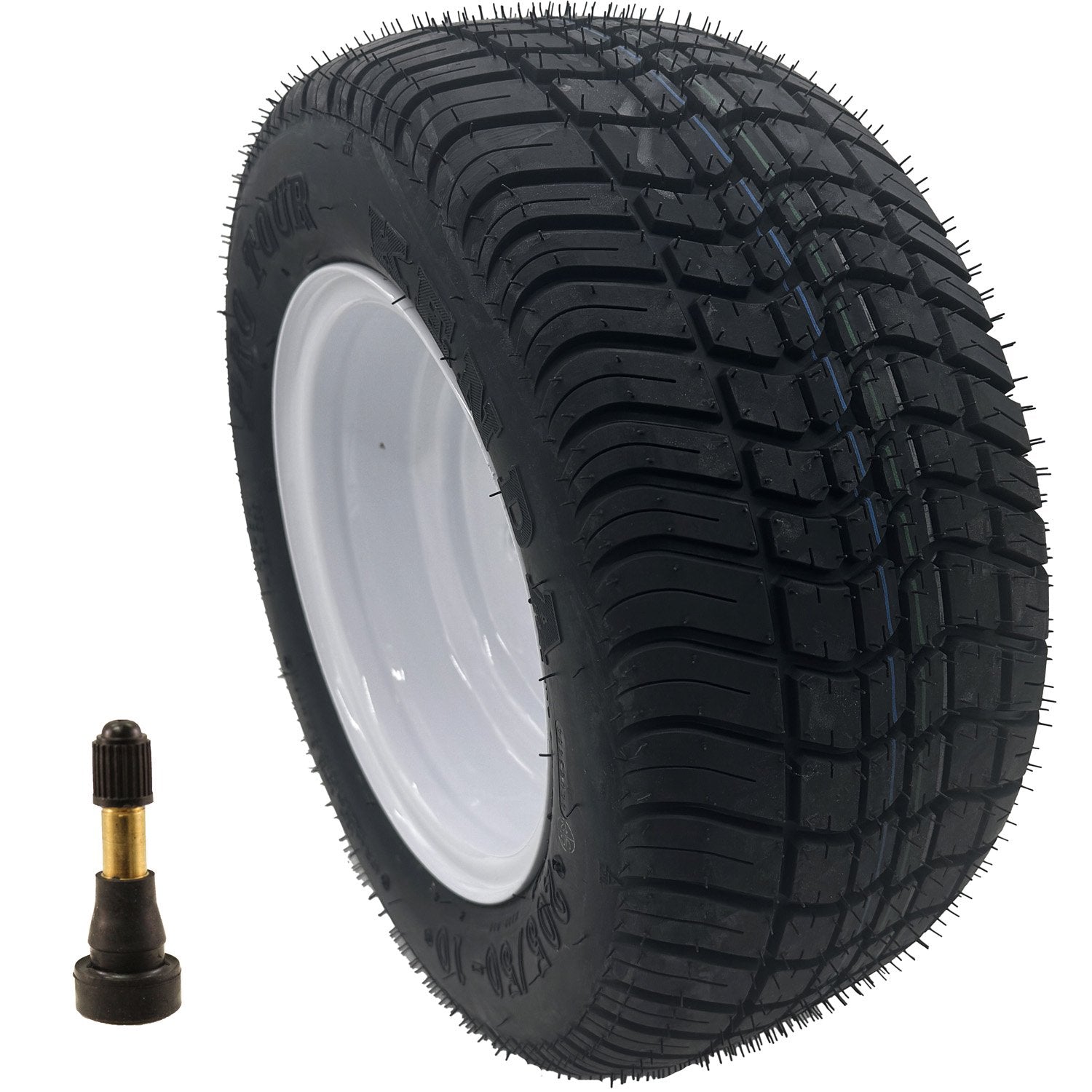 Golf Cart Tire & Wheel Assembly 205/50R10 4 Ply Kenda Pro Tour Radial on 4 on 4 White Wheel