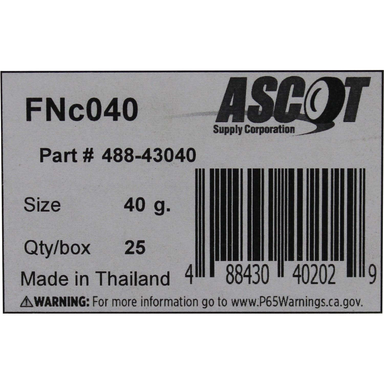 Ascot FN Style Coated Lead Clip-On Wheel Weight 40gm (1.375oz) - Box of 25