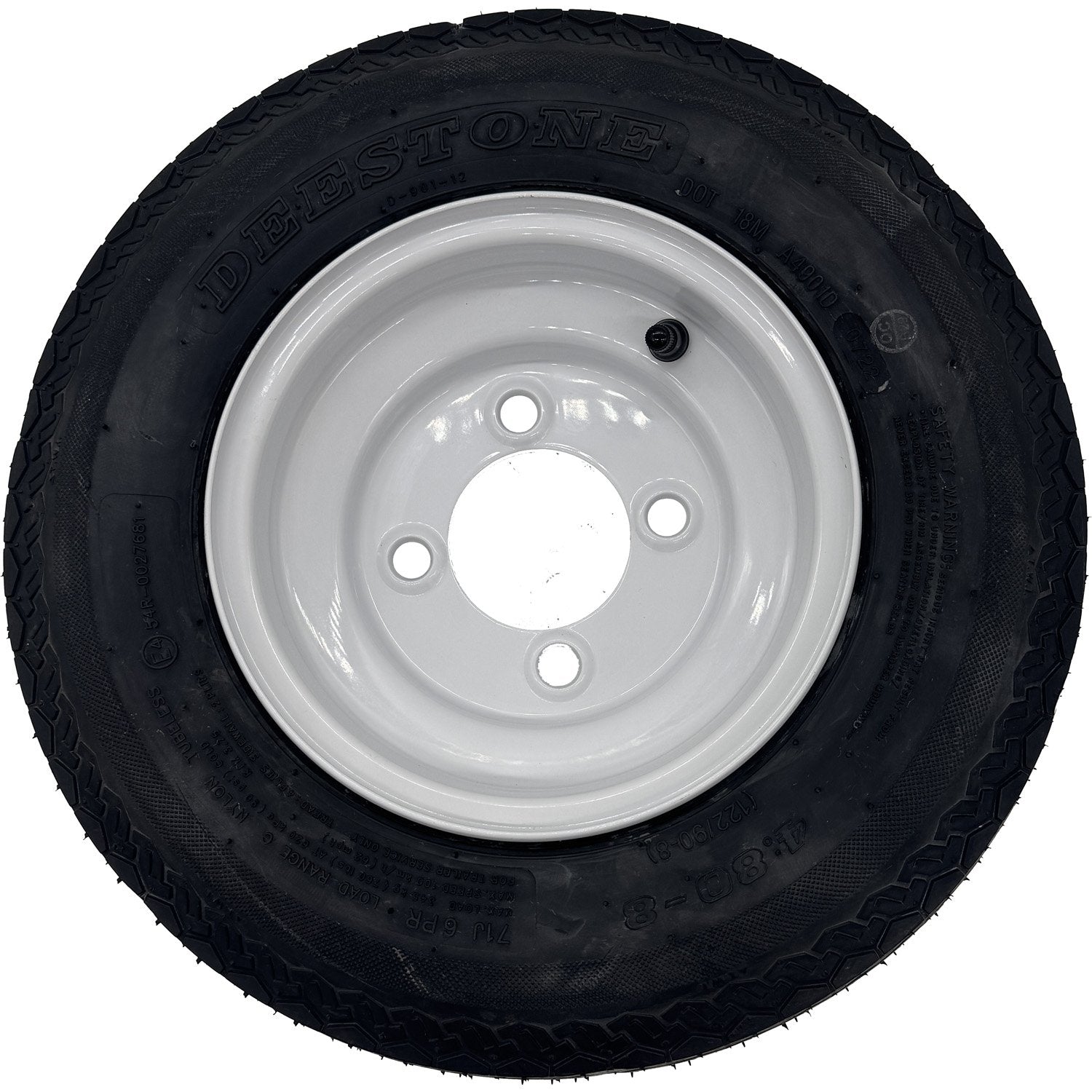 Deestone D901 4.80-8 LRC 6 Ply Trailer Tire on a 4 on 4 Steel Wheel