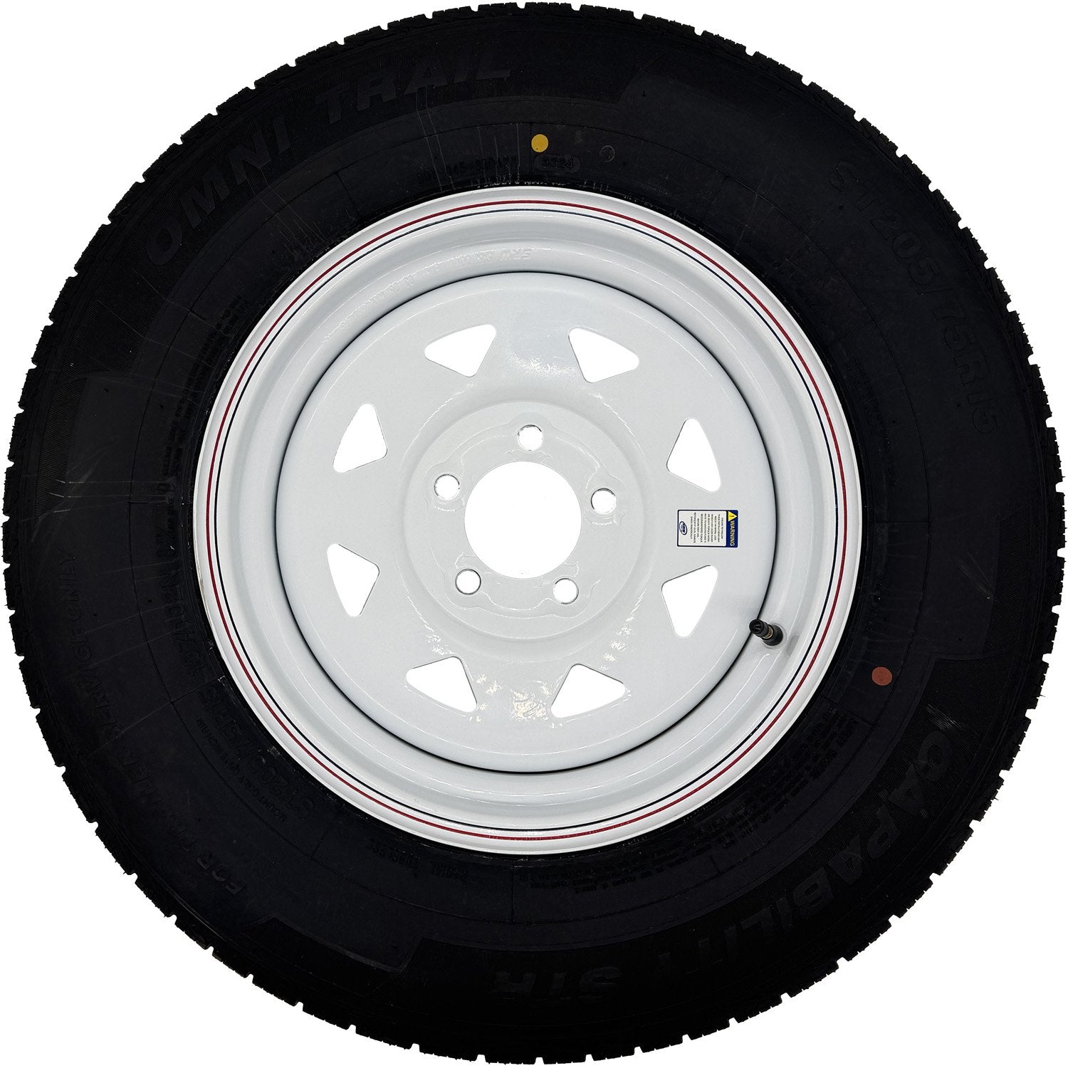 Omni Trail Capability STR 205/75R15 LRD 8 Ply Trailer Tire on a 5 on 4.5 Spoked Wheel