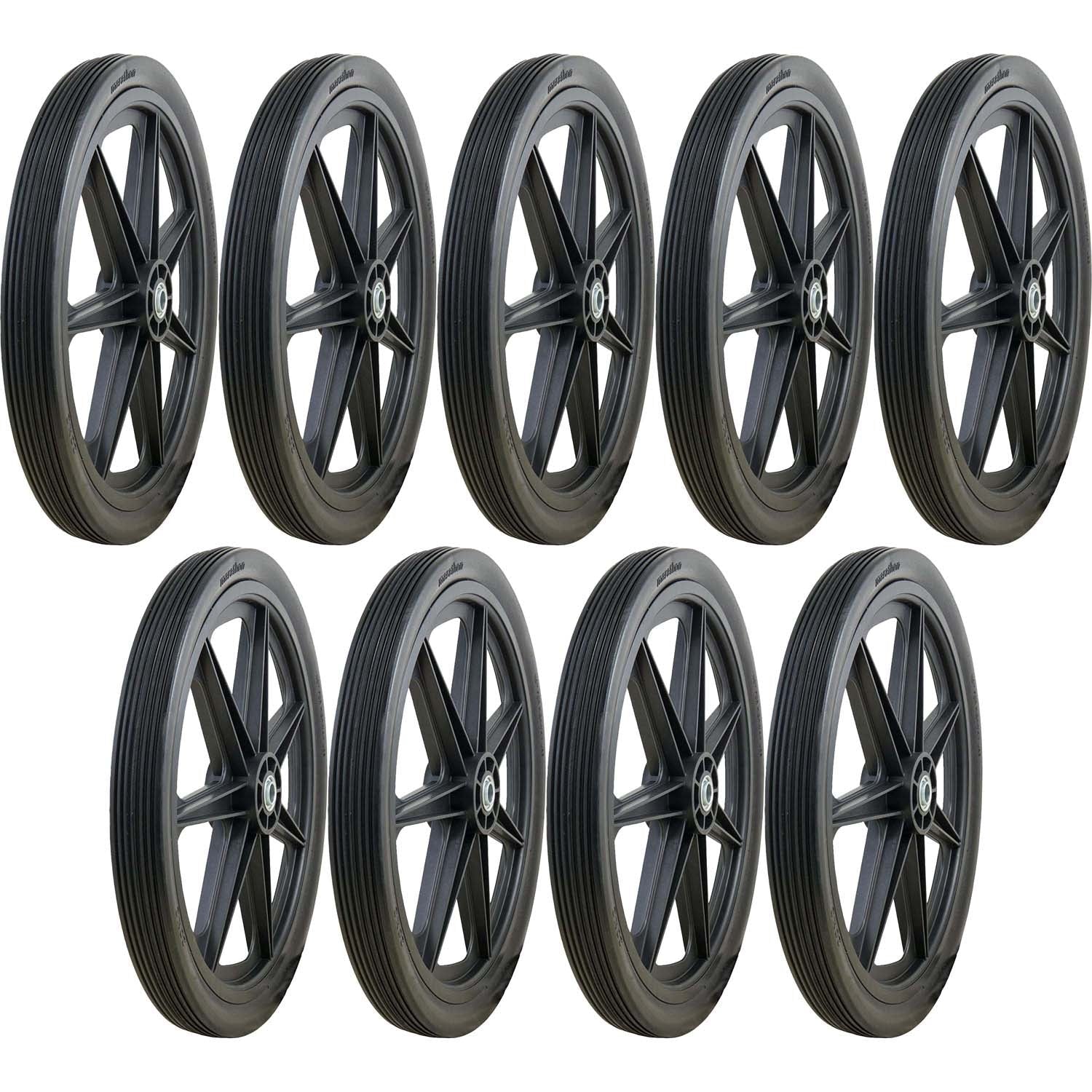 Marathon 92001 Flat Free Ribbed Garden Cart Tire on Rim 20x2 Pack of 9