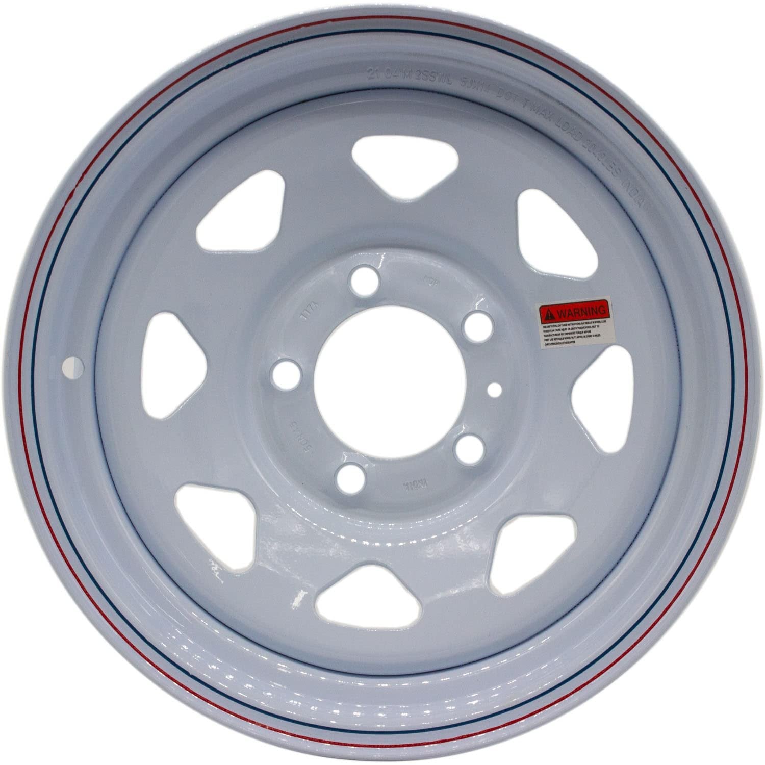 Premium Service Premium Service 14x5.5 5 on 4.5 Spoked Steel Trailer Wheel - White with Pin Stripes