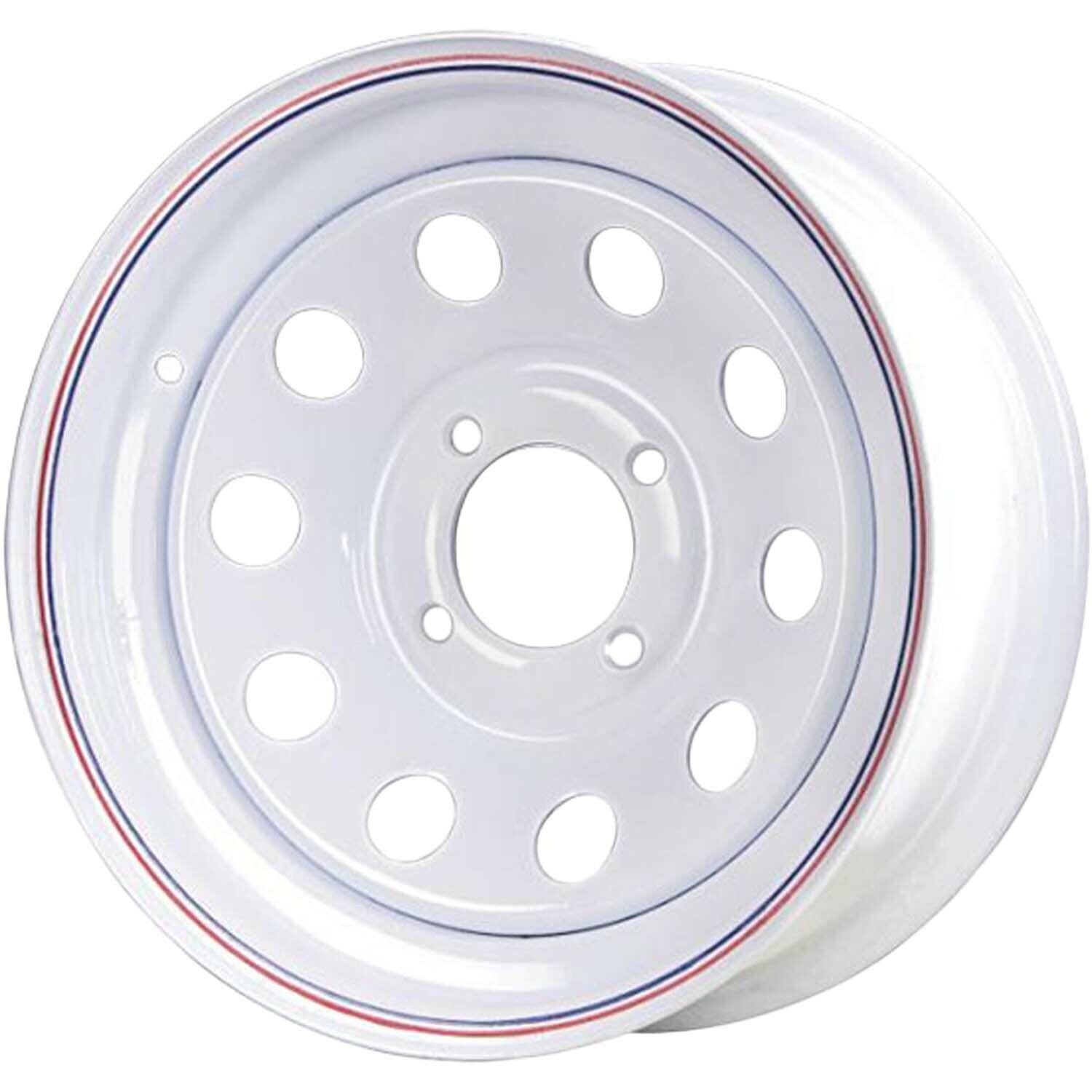 Carlisle 12x4 4 on 4 Modular Steel Trailer Wheel - White with Pin Stripes
