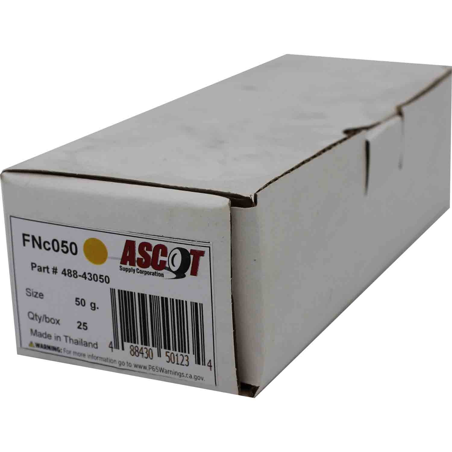 Ascot FN Style Coated Lead Clip-On Wheel Weight 50gm (1.75oz) - Box of 25