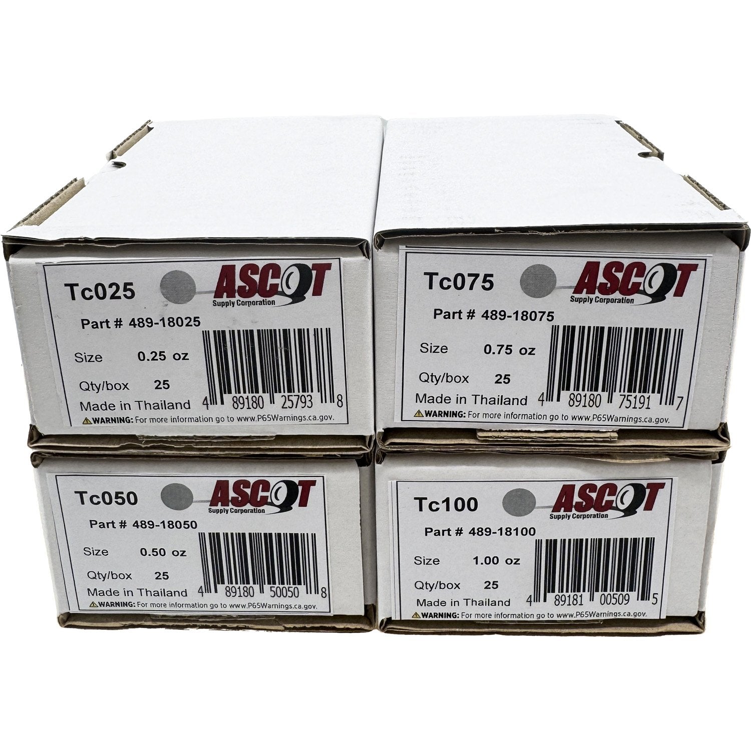 Ascot T Style Coated lead Clip-On Wheel Weight Bundle .25oz-1.00oz (4 Items)