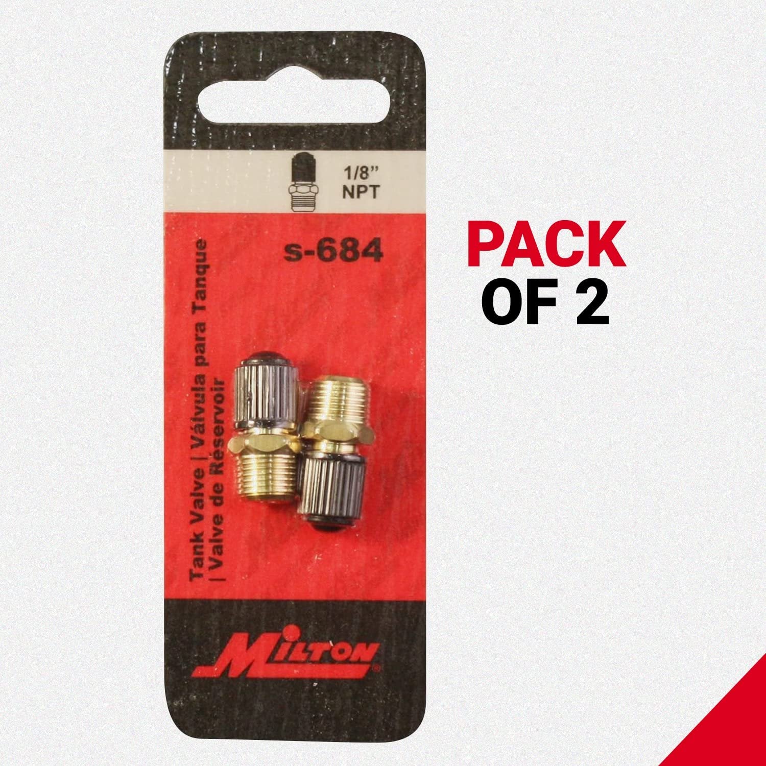 Milton S-684 1/8" MNPT Male Tank Valve Pack of 2