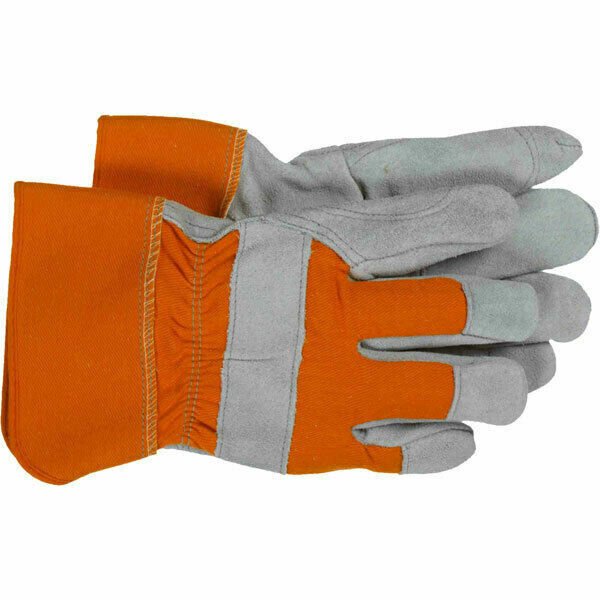 Boss 1JL2395 Leather Palm Work Gloves Large - Orange/Grey (1 Pair)