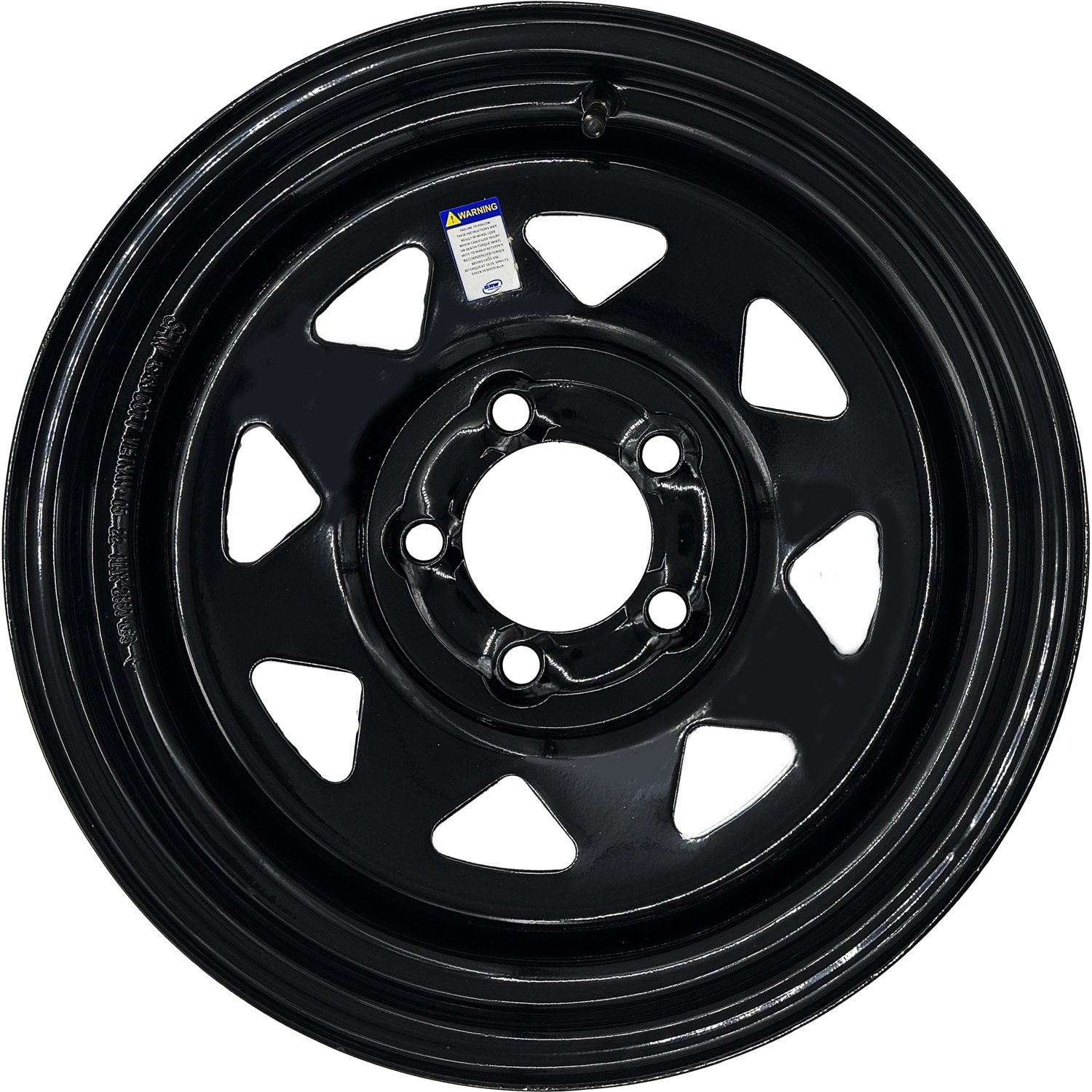 Premium Service 15x6 5 on 4.5 Spoked Steel Trailer Wheel - Black